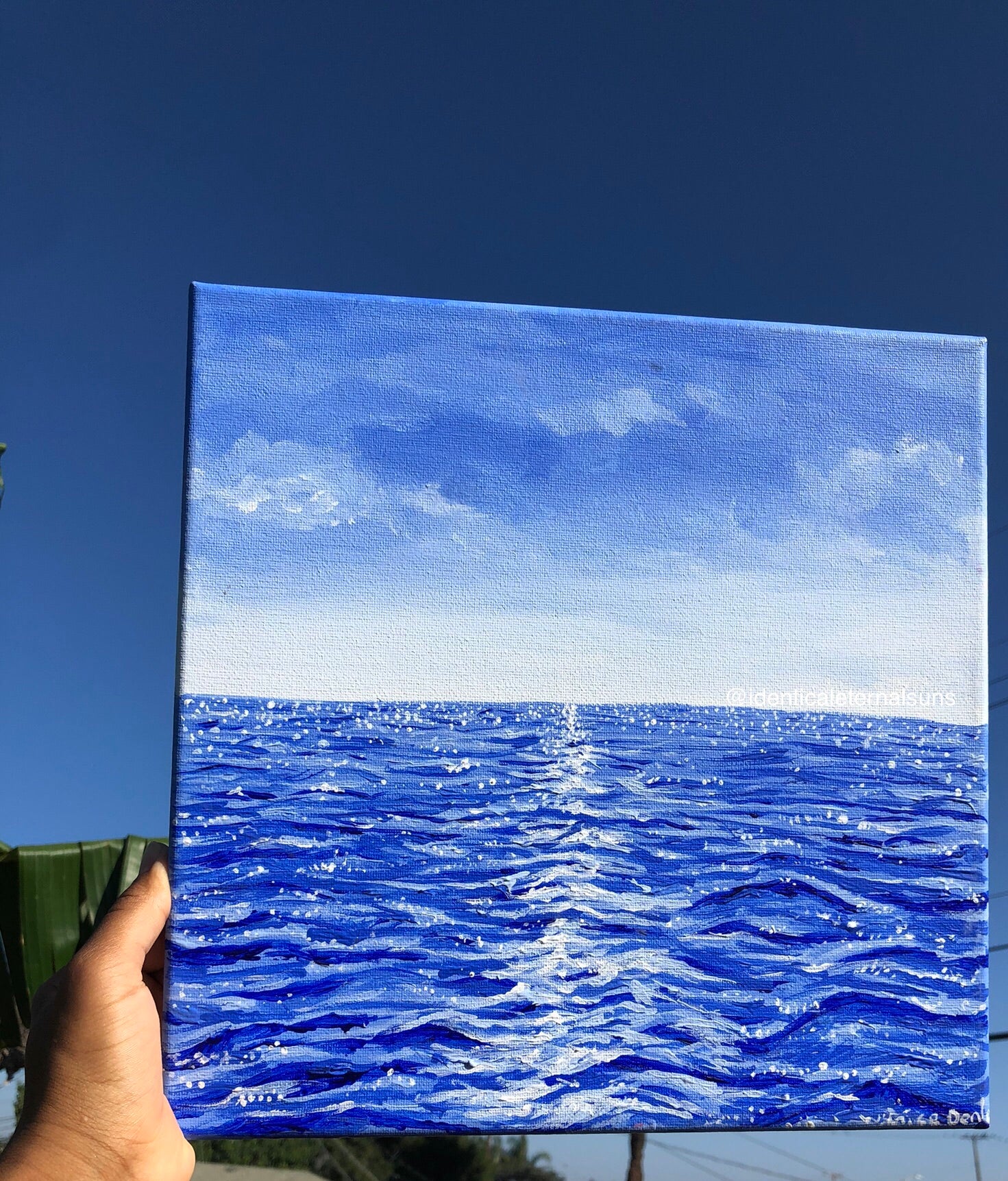 Simplicity Original Painting, Crystal clear ocean blue waters. A place of peace, deep tranquility, and serenity for the soul. Serene blue tranquil ocean seascape painting. Clear blue ocean water artwork. Clear fresh blue sea artwork painting for sale. Seascape artwork for sale. Sea landscape. Blue seashores. Water artwork. Aesthetic ocean art. Identicaleternalsuns