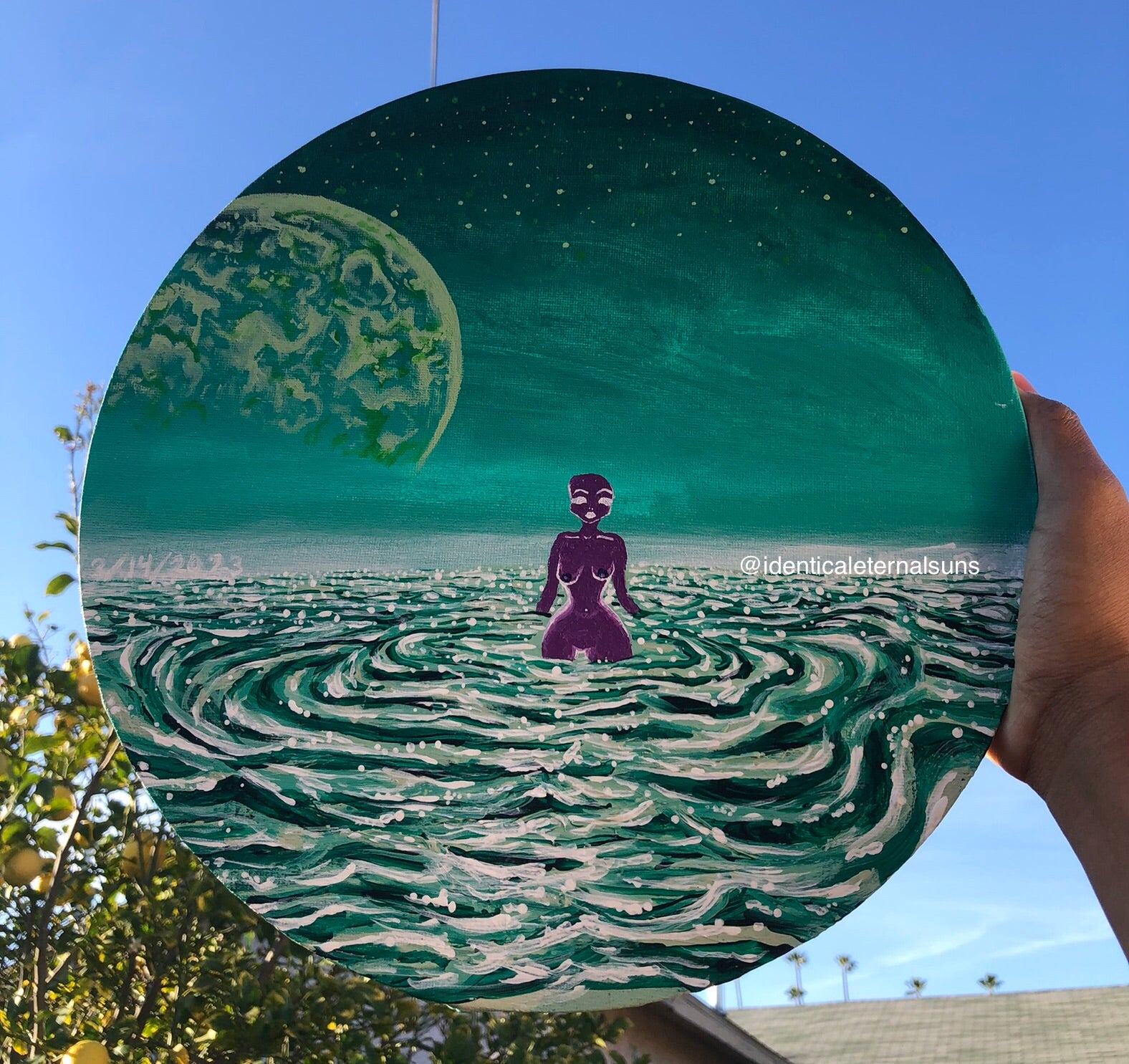 Purple Seafomia Nymph Feminine Being Original Painting, Purple sea creature, purple sea nymph, purple siren, Seafomia Nymph Feminine Being, sea goddess art, sea siren goddess art, divine feminine sea goddess, purple ocean goddess, otherworldy sea goddess, celestial siren, ethereal purple creature art, identicaleternalsuns