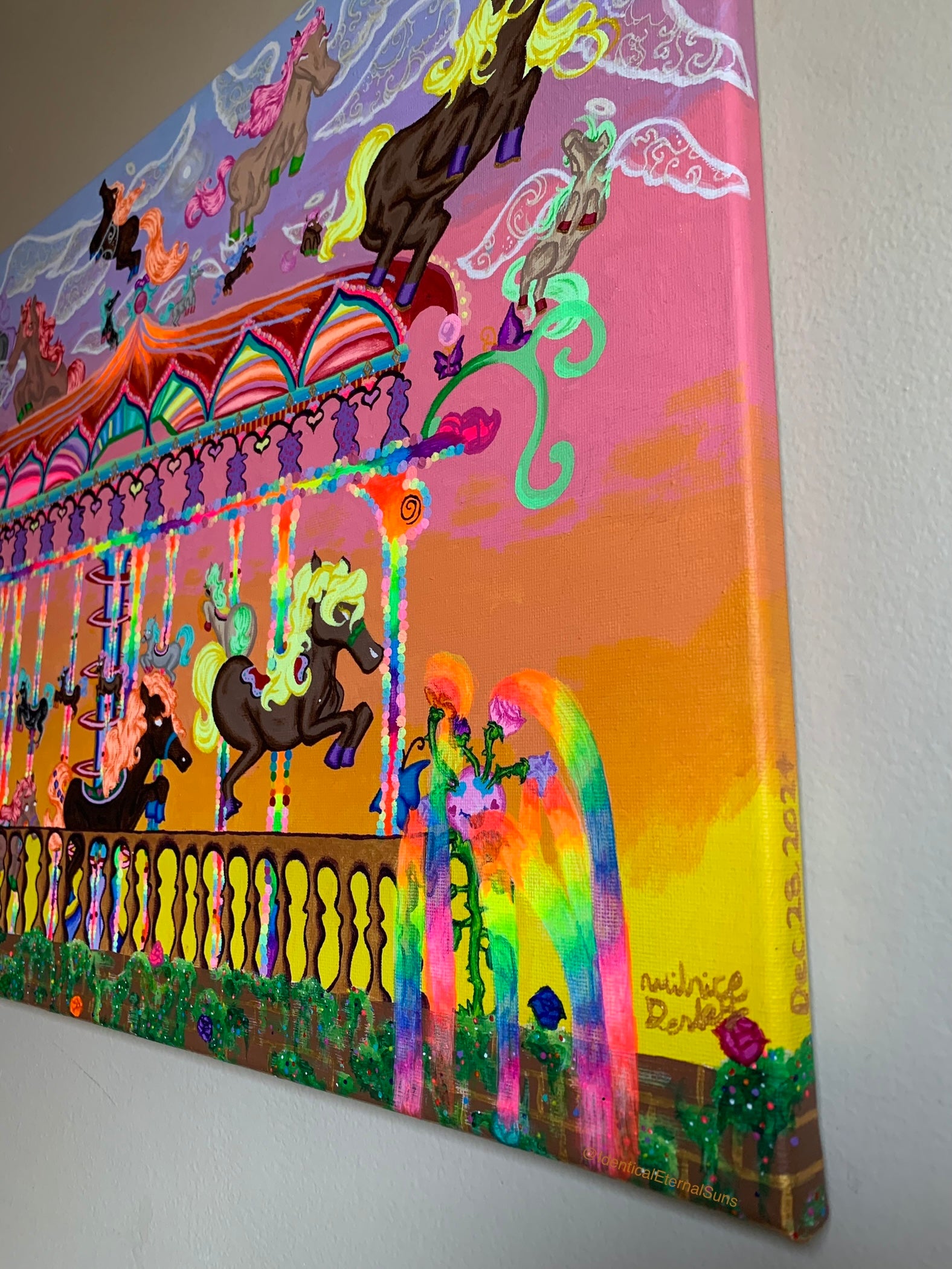 #carousel #ponies #ponyride #merrygoround #amusementpark #childhoodunplugged #whimsical #ecstatic #joyful #kidcore #nostalgia #innerchild #innerchildhealing #arte #contemporaryart #surrealism #ponyart #freedom #giddyup #colorful #majestic #wonderland #painting