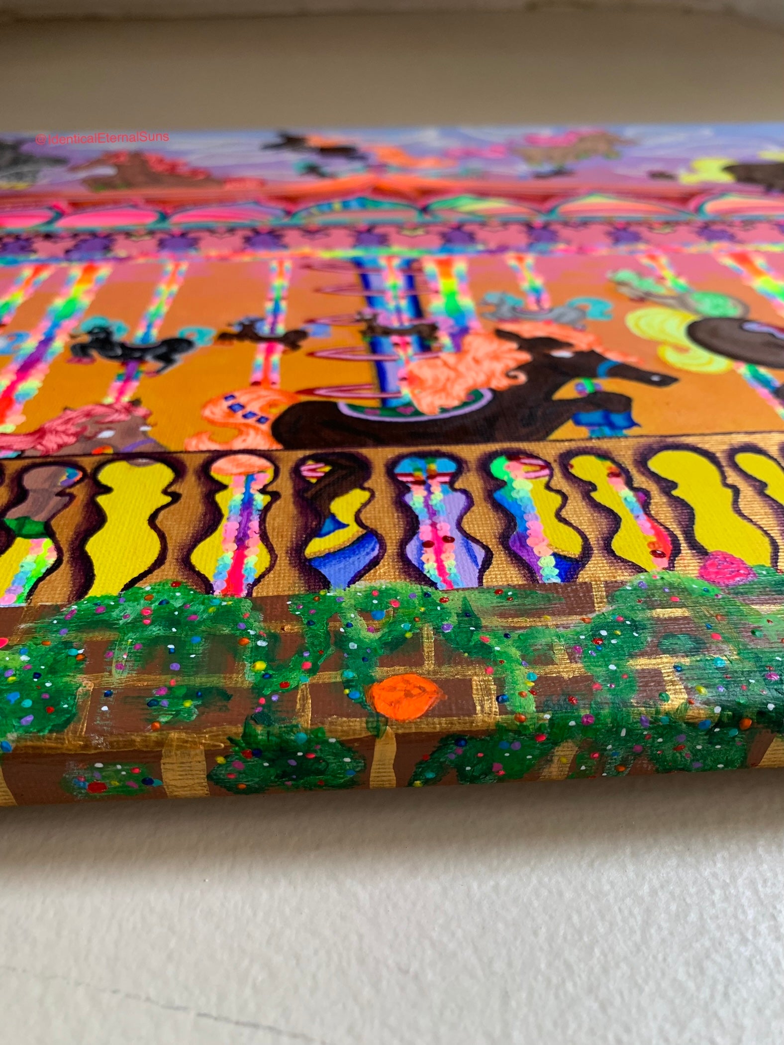 #carousel #ponies #ponyride #merrygoround #amusementpark #childhoodunplugged #whimsical #ecstatic #joyful #kidcore #nostalgia #innerchild #innerchildhealing #arte #contemporaryart #surrealism #ponyart #freedom #giddyup #colorful #majestic #wonderland #painting