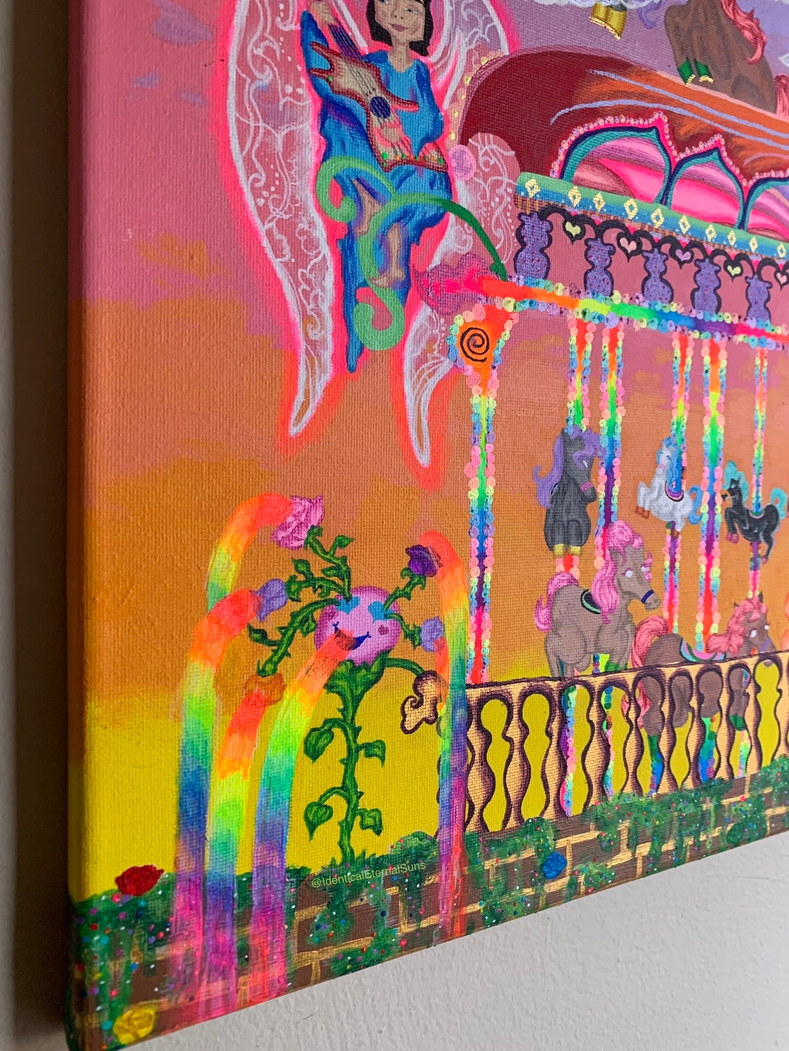 #carousel #ponies #ponyride #merrygoround #amusementpark #childhoodunplugged #whimsical #ecstatic #joyful #kidcore #nostalgia #innerchild #innerchildhealing #arte #contemporaryart #surrealism #ponyart #freedom #giddyup #colorful #majestic #wonderland #painting