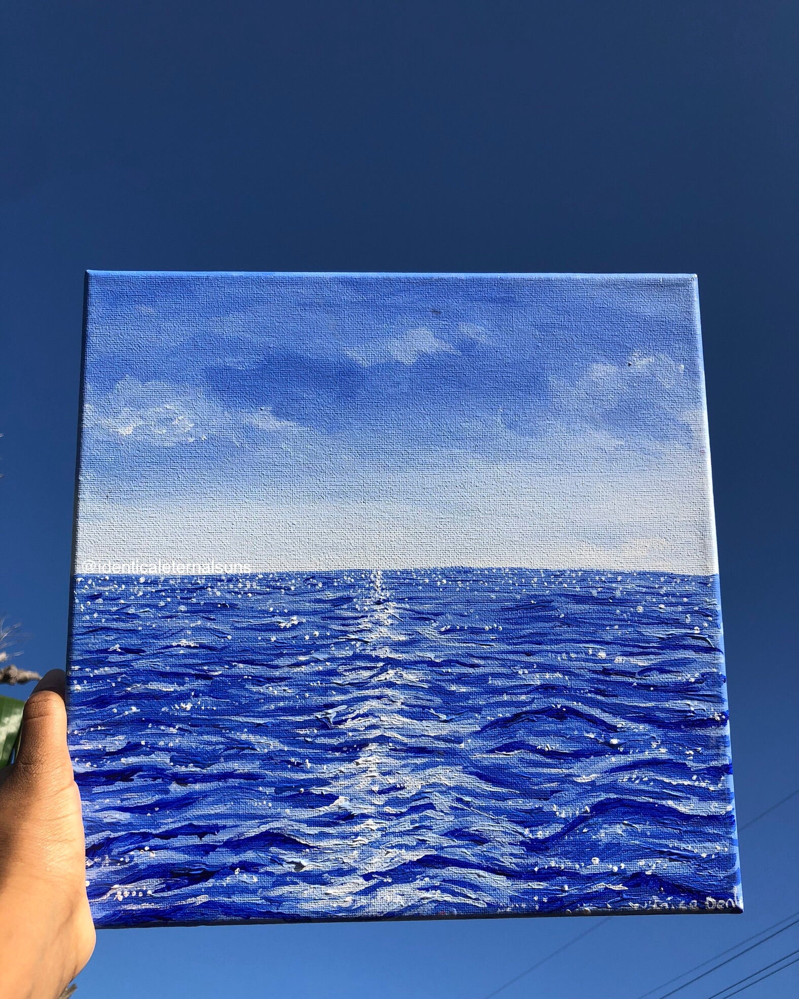 Simplicity Original Painting, Crystal clear ocean blue waters. A place of peace, deep tranquility, and serenity for the soul. Serene blue tranquil ocean seascape painting. Clear blue ocean water artwork. Clear fresh blue sea artwork painting for sale. Seascape artwork for sale. Sea landscape. Blue seashores. Water artwork. Aesthetic ocean art. Identicaleternalsuns