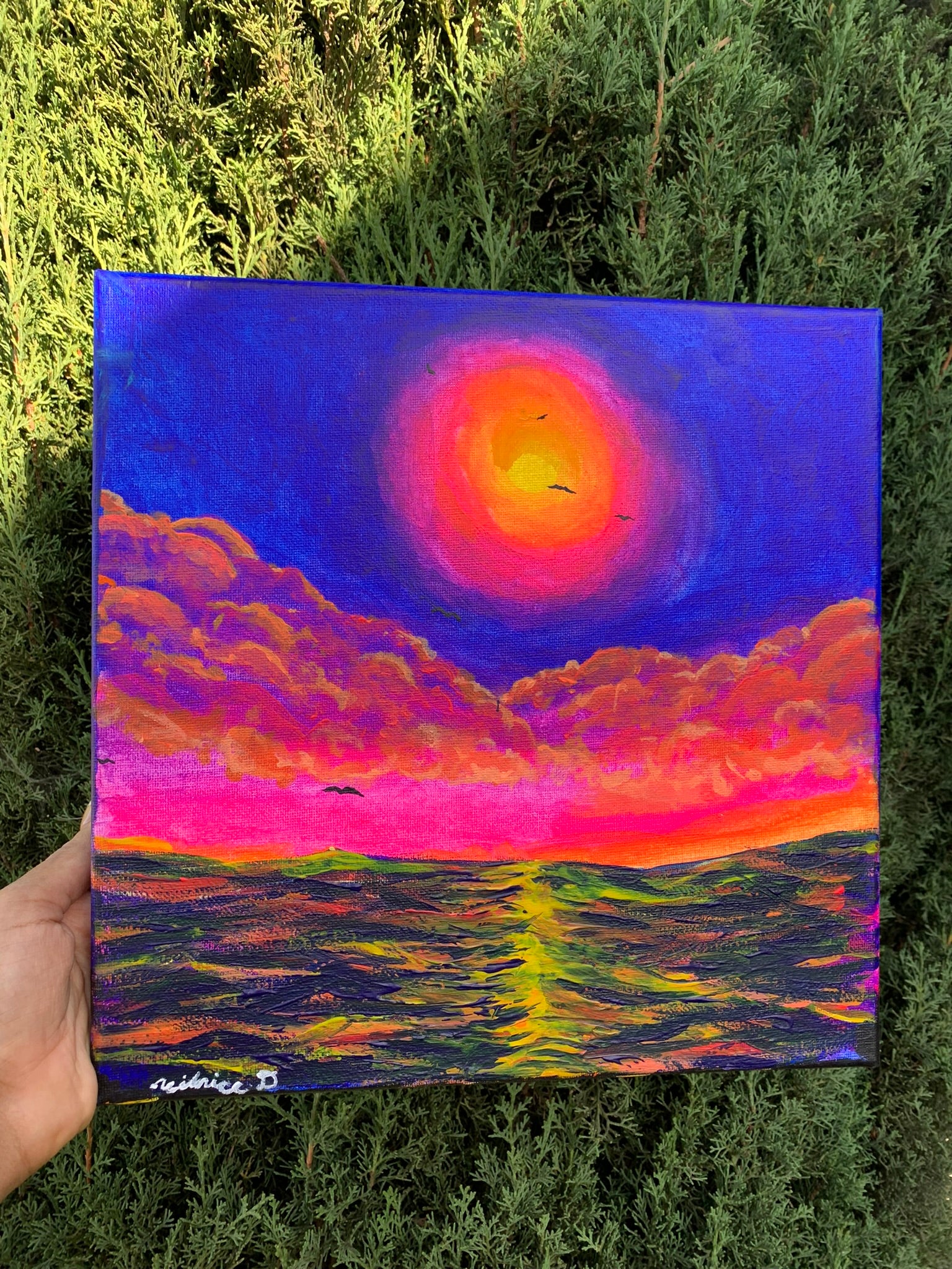 colorful landscape, colorful seascape, colorful landscape painting, colorful seascape, magenta, golden and aquamarine blue painting, calm serene warm colorful ocean painting, colorful ocean painting for sale, colorful ocean art, colorful seascape painting for sale, colorful seascape art, threefold flame ocean art, threefold flame, triflame, colorful oceans room decor, Identicaleternalsuns, rainbowocean, healing waters, tranquility art, meditation art.