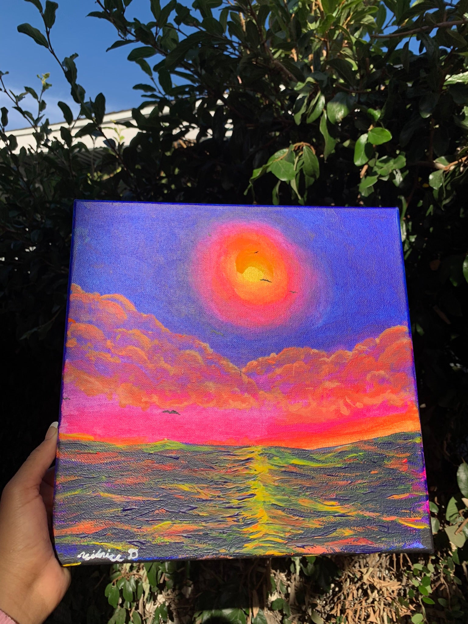 colorful landscape, colorful seascape, colorful landscape painting, colorful seascape, magenta, golden and aquamarine blue painting, calm serene warm colorful ocean painting, colorful ocean painting for sale, colorful ocean art, colorful seascape painting for sale, colorful seascape art, threefold flame ocean art, threefold flame, triflame, colorful oceans room decor, Identicaleternalsuns, rainbowocean, healing waters, tranquility art, meditation art.