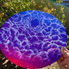 Neon cotton candy diamond skies Original Painting, A colorfully bright and vibrant cloud painting. Mixed media cloud painting embellished. mesmerizing cloud surrealism, diamond skies, stars in the sky, Vibrant colorful cloud painting. Violet Pink sky art on sale. Purple cloud embellished art. Cotton candy cloud round canvas art. Neon cloud painting. Identicaleternalsuns, Neon cotton candy diamond skies