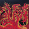 Red Hydras, multiple-headed dragons, trippy hydra painting, hydra artwork, hydra painting for sale, hydra heads artwork for sale, multiple hydra heads artwork, hydra art, hydra family, Thermal Hydras Original Painting, IdenticalEternalSuns, red room decor, Aries art