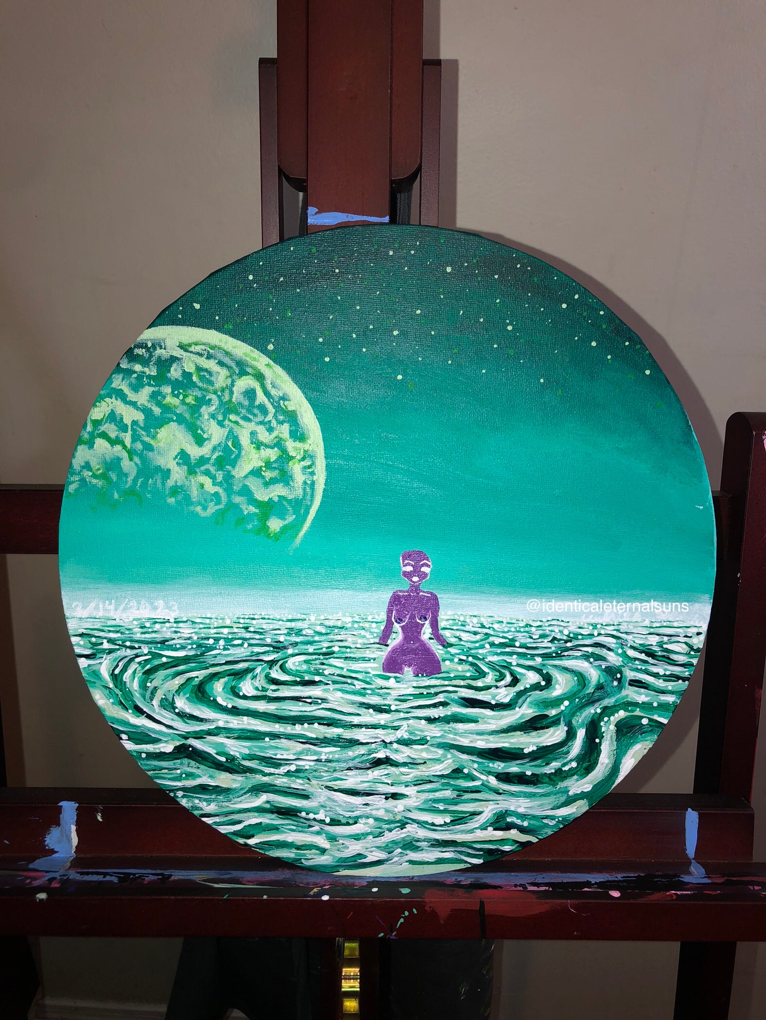 Purple Seafomia Nymph Feminine Being Original Painting, Purple sea creature, purple sea nymph, purple siren, Seafomia Nymph Feminine Being, sea goddess art, sea siren goddess art, divine feminine sea goddess, purple ocean goddess, otherworldy sea goddess, celestial siren, ethereal purple creature art, identicaleternalsuns