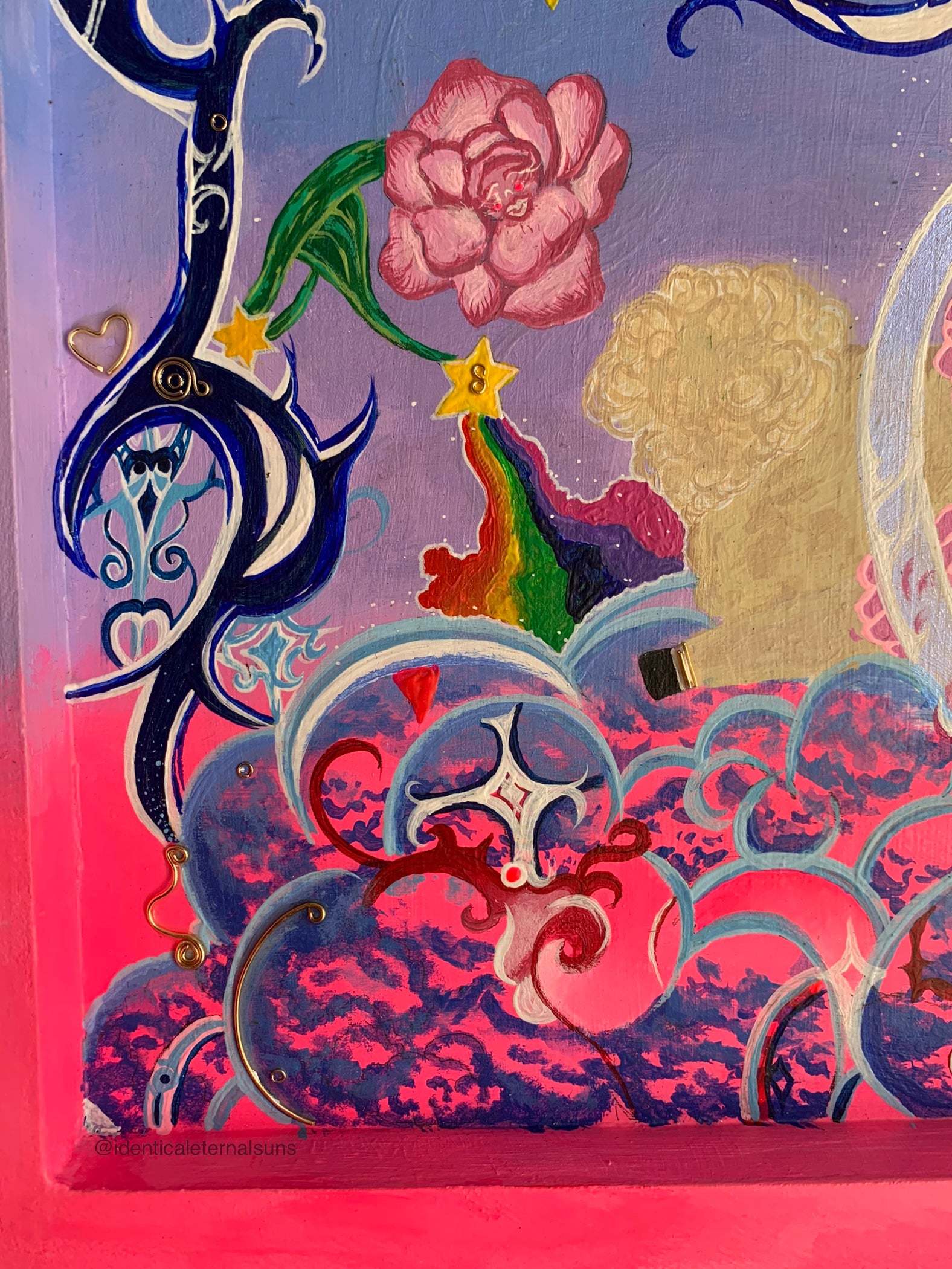 In an Opalescent Dream Realm lies a Baby Llama Original Painting