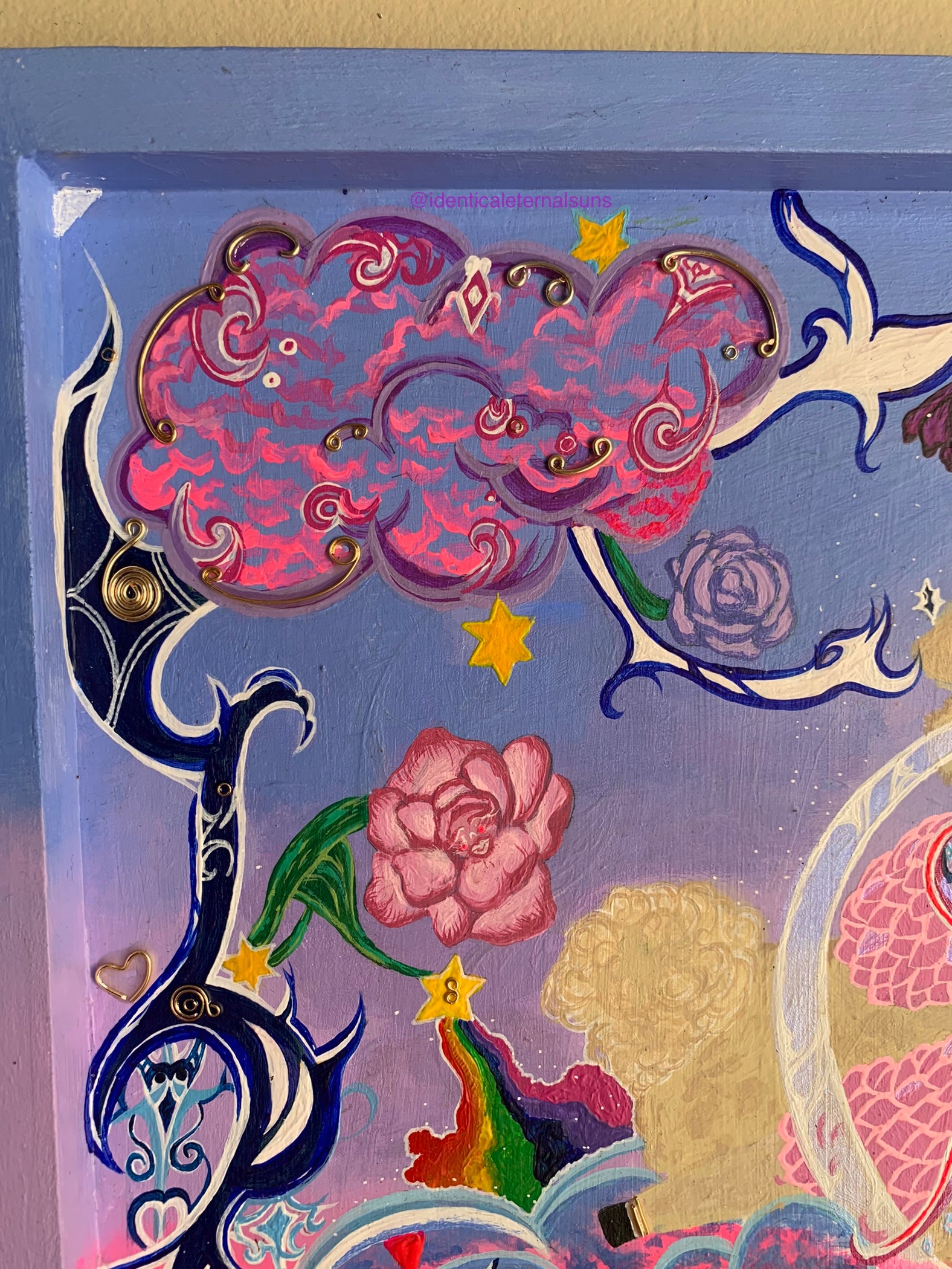 In an Opalescent Dream Realm lies a Baby Llama Original Painting