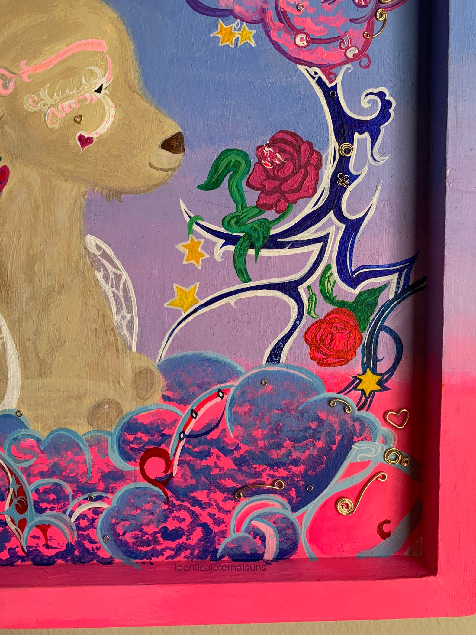 In an Opalescent Dream Realm lies a Baby Llama Original Painting