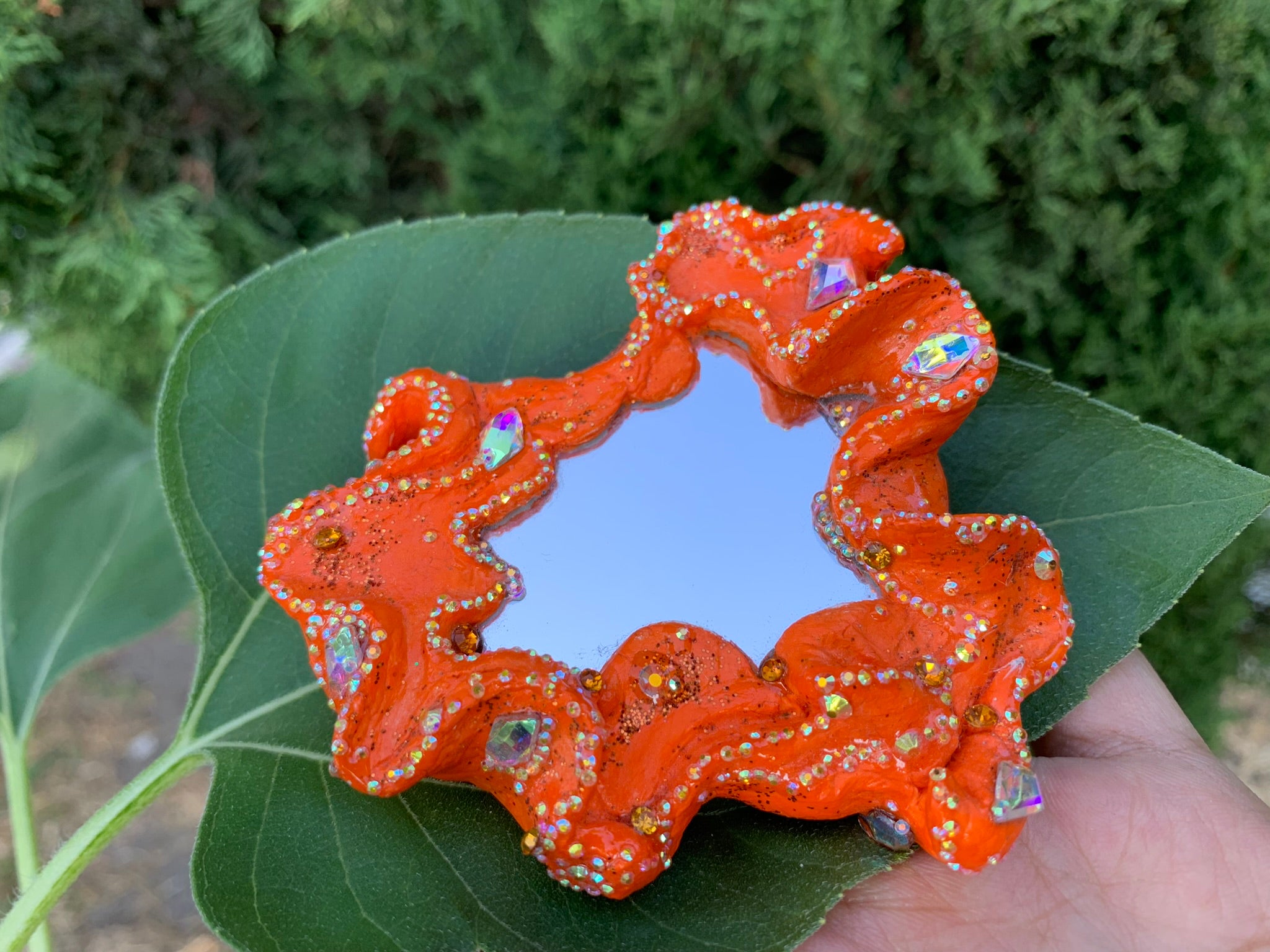 Mystical Enchanted Fairy Mirrors, Fairy mirrors, fairytale mirror, fairy core mirror, fairytale core mirrors, fairy cottage core mirrors, cottage core mirrors, enchanted mirrors, enchanting mirrors, fairytale pocket mirrors, cottage core pocket mirrors, Fae, Faecore, Fairycore, fae accessories, faerie art, faerie room decor, fairy room decor, Identicaleternalsuns, art collection, art buyer, DenleyTwins, Whimisal decor, mystical gifts, fairy inspired gifts