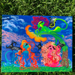 Whimsical creatures art, Beautiful mythical colorful creature artwork, Otherworldly alien painting, Femme alien artwork for sale, three feminine neon entities, Trippy Neon alien original canvas art, skateboard shop art, colorful a lien pop painting for sale, Trippy rave Alien artwork, Psychedelic alien canvas, Sci-Fi rainbow alien painting, IdenticalEternalSuns, Neon Ethereal Entities of Tara
