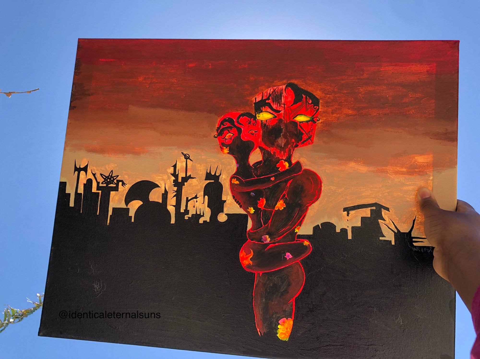 Magma Lovers in an abandoned town Original painting