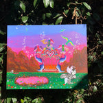 The flowery floral everlasting promise land original painting, Flowery floral everlasting promise land painting, promise land wall Art for nursery, dreamscapes, colorful baby cupids, whimsical wonderland artwork for sale, fantasyland, dreamy home decor, magical dreamy landscape paintings, otherworldly ethereal artwork for sale, florals, surreal floral artwork, childlike artwork, IdenticalEternalSuns