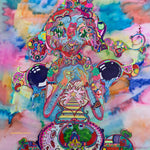 identicaleternalsuns, Orignal drawing, colorful ink drawing, trippy drawings, poster wall art, color burst, colorful detailed art, arte, extremely colored drawing, fantastical art designs, whimsical detailed, rainbow alien drawing, heart collector, precious-core, alien, scifiart, neon lights, rave, drawing, sketch, wonderland, otherworldly, divine, supernatural, creature, trippy drawings, feeling alive, The Delicate Heart Collector