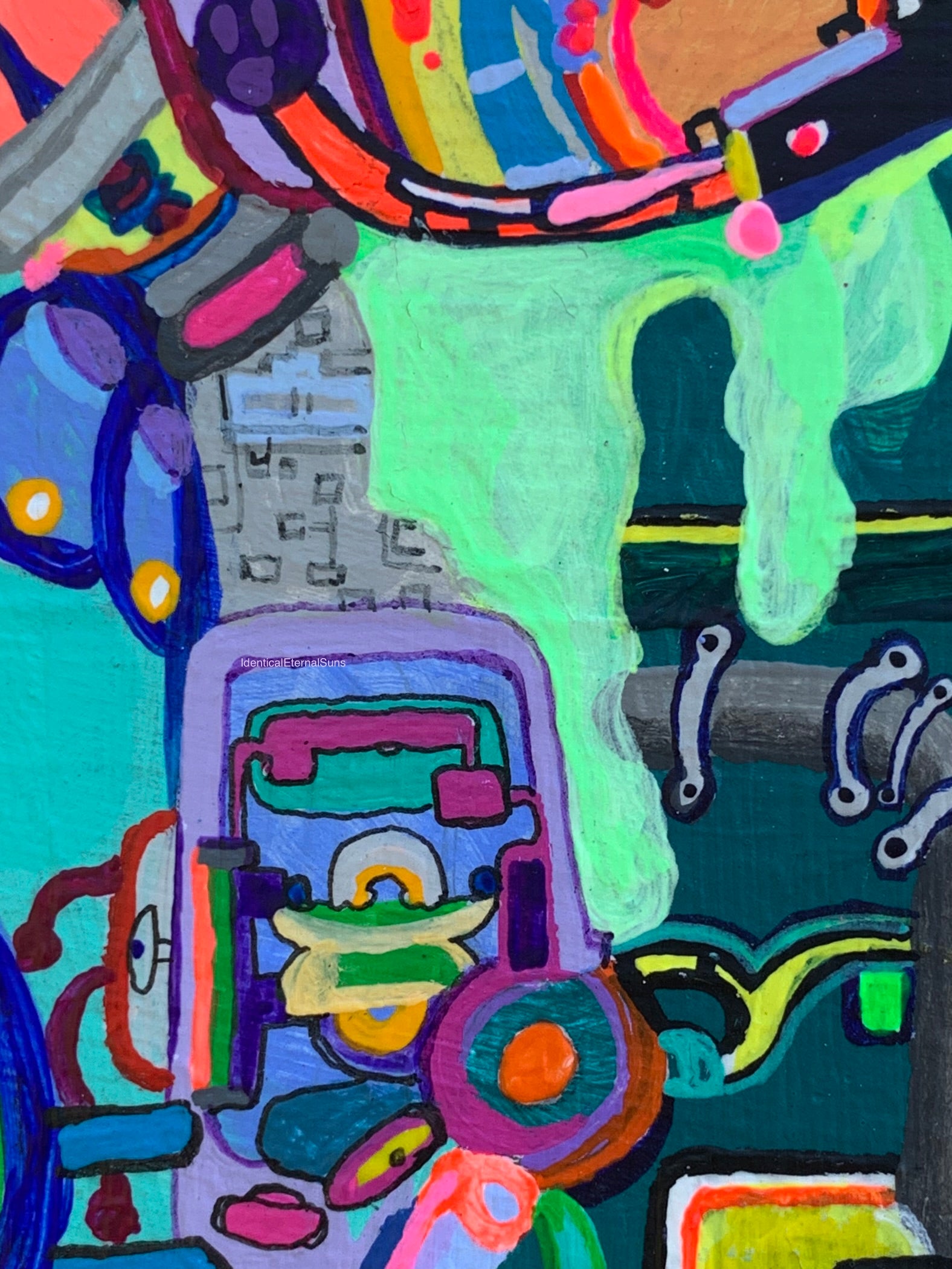 Identicaleternalsuns, art collection, art buyer, DenleyTwins, artists, heartfelt surrealism with sci-fi twist, explosive love-themed artwork, emotional surrealist love bomb, apocalyptic robotic painting, symbolic explosion of love, chaos and affection on canvas, cyberpunk love painting, robotic love surreal art, heartfelt robot painting, digital love meets surrealism, robotic heart in a surreal landscape, machine lovers in vibrant chaos, steampunk-inspired love painting, Industrial neon surrealism, steam-po