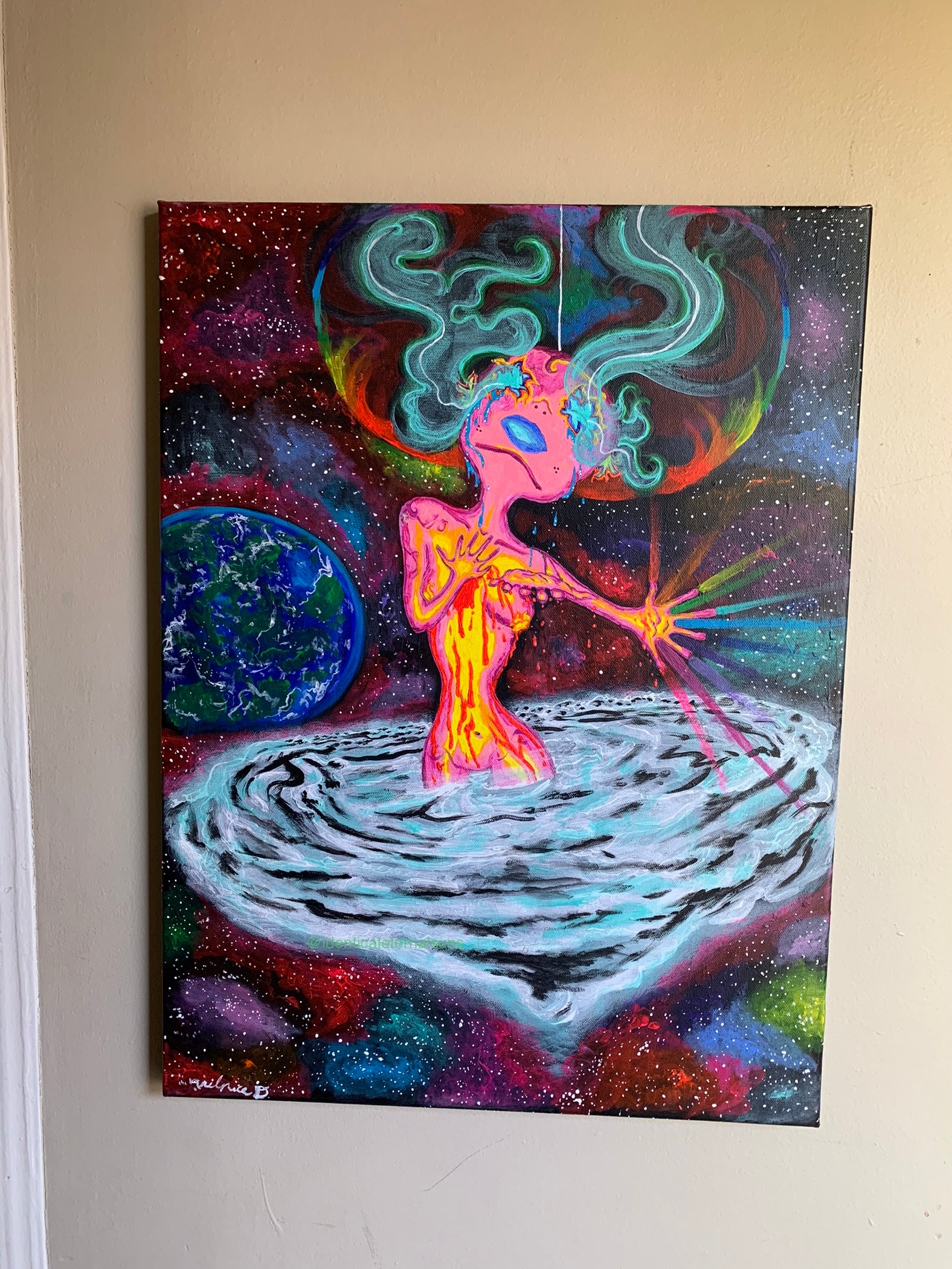 Pink Magenta Diamond Cosmic Femme being who bleeds universal love art painting. Angelic creature art, cosmic diamond alien, magenta cosmic, She causes galaxies to spin, cosmic alien femme painting, Pink alien aesthetic, Divine cosmic feminine quotes, out of this world space alien girl, Identicaleternalsuns, pink trippy alien, Pink Magenta Diamond Cosmic Femme