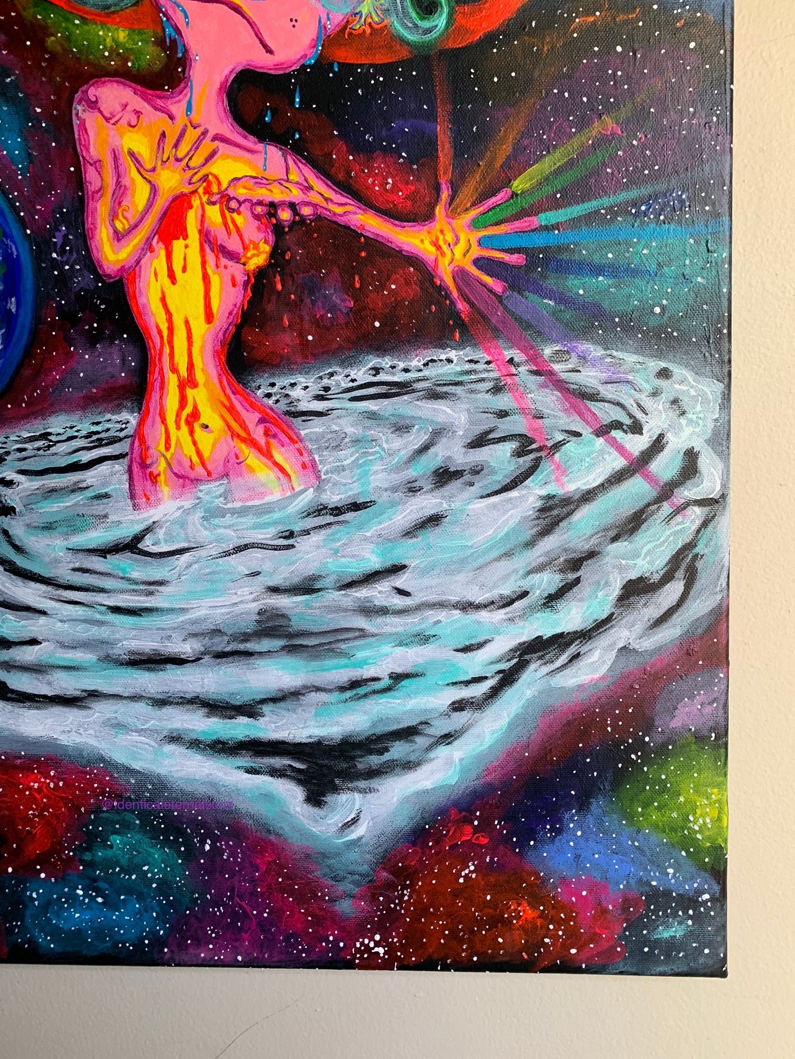 Pink Magenta Diamond Cosmic Femme being who bleeds universal love art painting. Angelic creature art, cosmic diamond alien, magenta cosmic, She causes galaxies to spin, cosmic alien femme painting, Pink alien aesthetic, Divine cosmic feminine quotes, out of this world space alien girl, Identicaleternalsuns, pink trippy alien, Pink Magenta Diamond Cosmic Femme