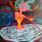 Pink Magenta Diamond Cosmic Femme being who bleeds universal love art painting. Angelic creature art, cosmic diamond alien, magenta cosmic, She causes galaxies to spin, cosmic alien femme painting, Pink alien aesthetic, Divine cosmic feminine quotes, out of this world space alien girl, Identicaleternalsuns, pink trippy alien, Pink Magenta Diamond Cosmic Femme