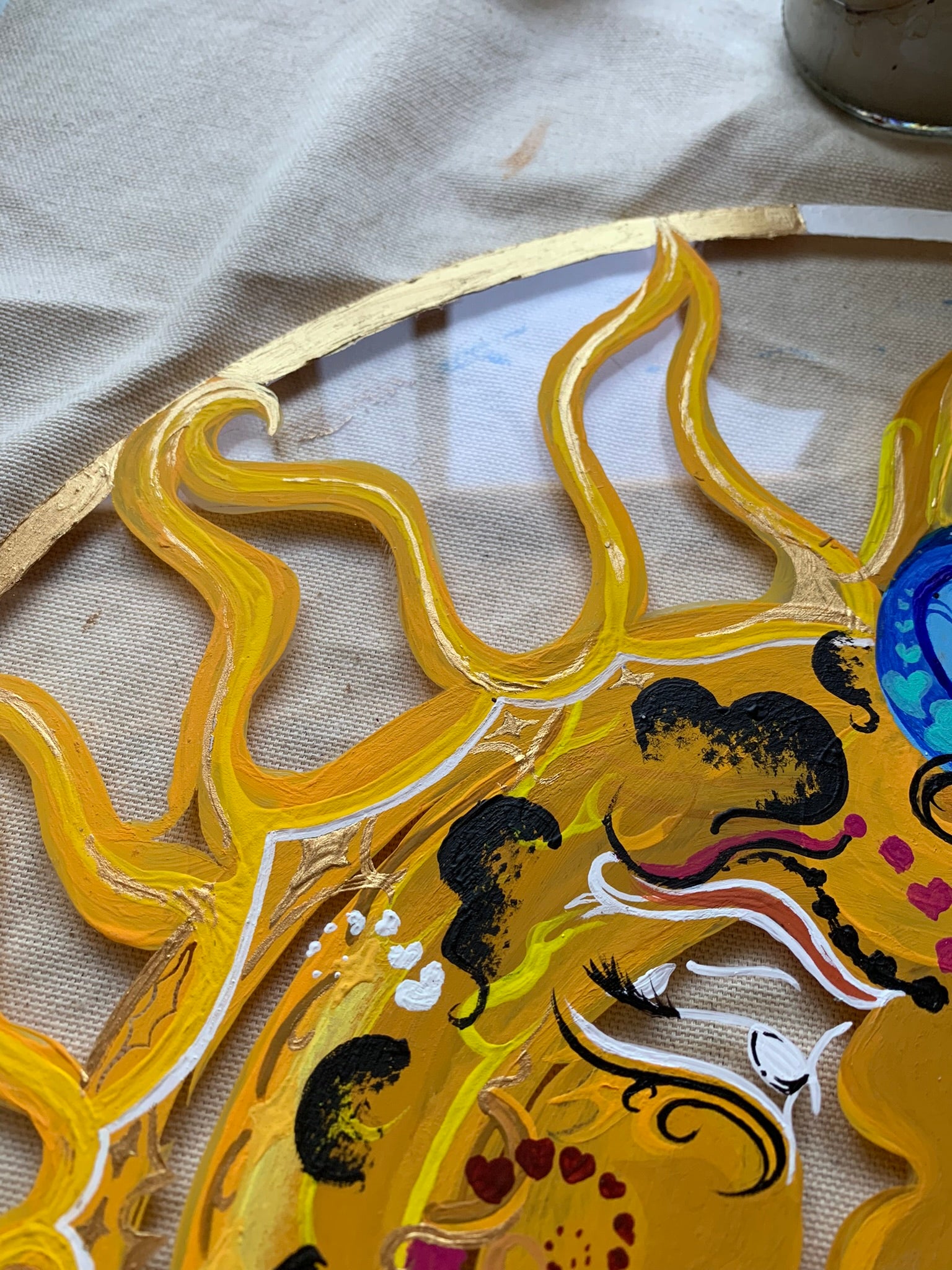 The Sun and Moon Night and Day painting, mixed media painting sun and moon, eclectic nature room decor, avantgarde sun and moon art, night and day painting, clear playful sun and moon art, whimsical sun, sun radiance, sun and moon night and day mixed media, surrealism, ecstatic, Solar activity, Solar system planet art, sun and moon painting aesthetic, sun and moon room decor, witchy decor, unique nature decoration, Identicaleternalsuns