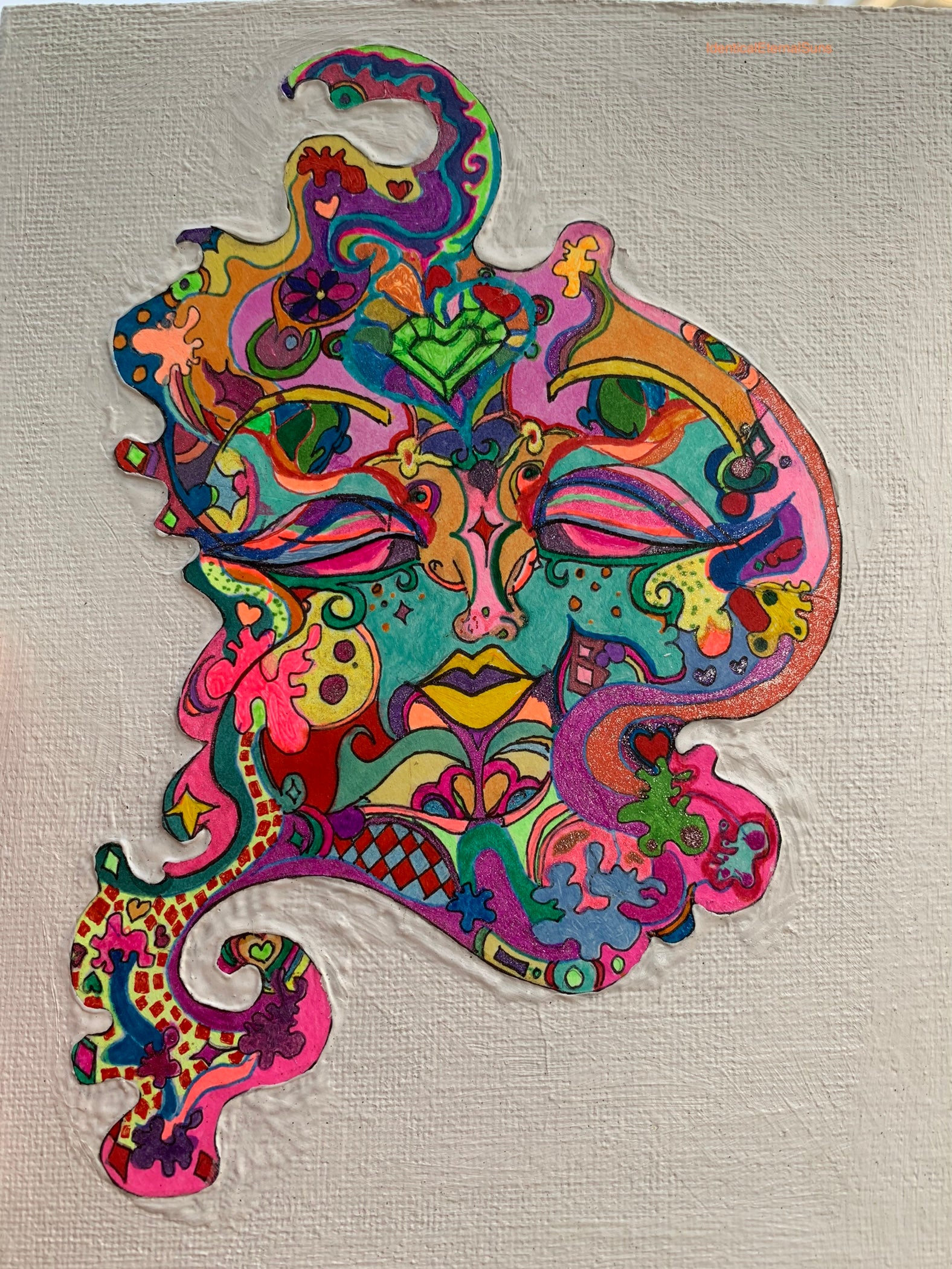 Heavenly Specimen Face #21 Drawing, Angelic realms, otherworldly, heavenly, angel face divinities, identicaleternalsuns, beautiful creatures, odd core, sacred, spiritual, divine, grace, creature, trippy, heavenly specimen, angel face, brilliance, drawing, ecstatic, glorious, love, precious, spiritual, new earth, pretty entities, DenleyTwins, Mixed media drawings, colorful drawings, detailed art, artwork, art design, whimsical illustrations, alien drawing, alien creature art, creature drawing, bizarre art