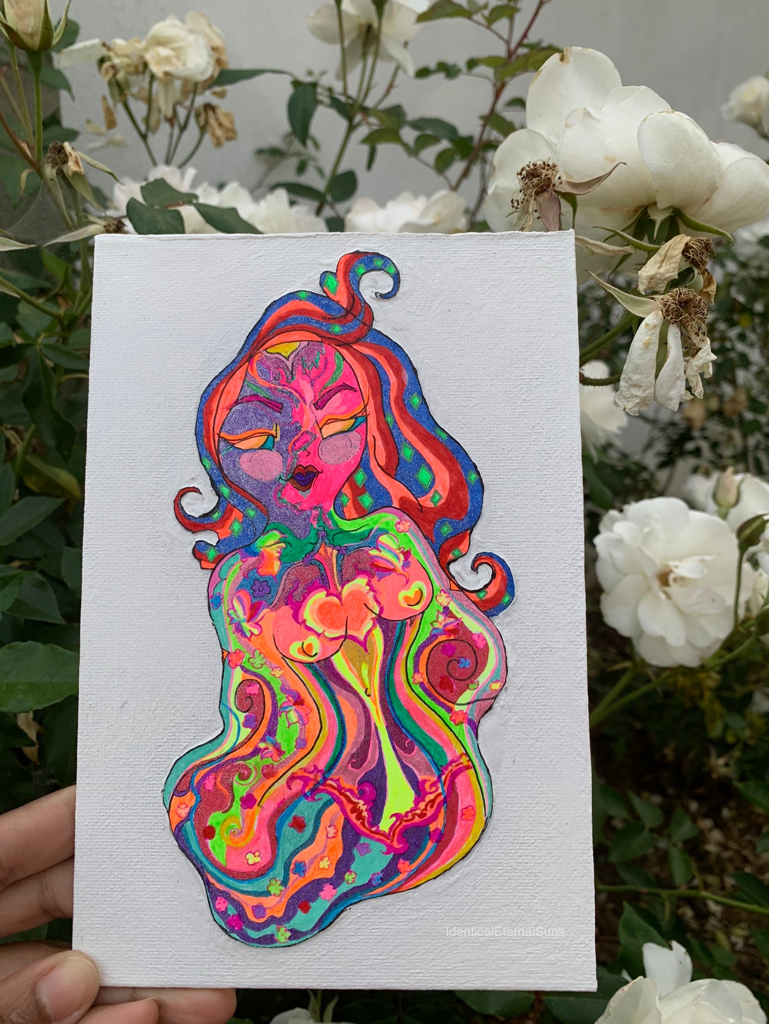 Heavenly Specimen Face #18 Drawing, Angelic realms, otherworldly, heavenly, angel face divinities, identicaleternalsuns, beautiful creatures, odd core, sacred, spiritual, divine, grace, creature, trippy, heavenly specimen, angel face, brilliance, drawing, ecstatic, glorious, love, precious, spiritual, new earth, pretty entities, DenleyTwins, Mixed media drawings, colorful drawings, detailed art, artwork, art design, whimsical illustrations, alien drawing, alien creature art, creature drawing, bizarre art