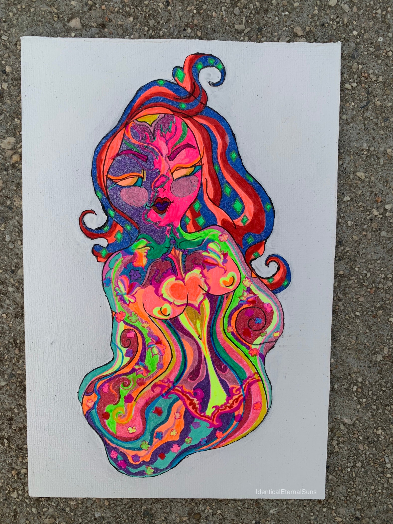 Heavenly Specimen Face #18 Drawing, Angelic realms, otherworldly, heavenly, angel face divinities, identicaleternalsuns, beautiful creatures, odd core, sacred, spiritual, divine, grace, creature, trippy, heavenly specimen, angel face, brilliance, drawing, ecstatic, glorious, love, precious, spiritual, new earth, pretty entities, DenleyTwins, Mixed media drawings, colorful drawings, detailed art, artwork, art design, whimsical illustrations, alien drawing, alien creature art, creature drawing, bizarre art