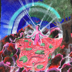 This artwork showcases pure spiritual passion to be fully consumed by the eternal light that lives within our hearts, As her heart surrenders to her inner divinity, she becomes resurrected, Lily pad nature artwork, Nature fairy acrylic fabric original painting, Divine Feminine wall art, spiritual scroll art, Woman surrenders to the inner light within her heart Original Artwork, Sacred art, Spiritual awakening art, Enlightenment art, divine feminine scroll artwork, IdenticalEternalsuns