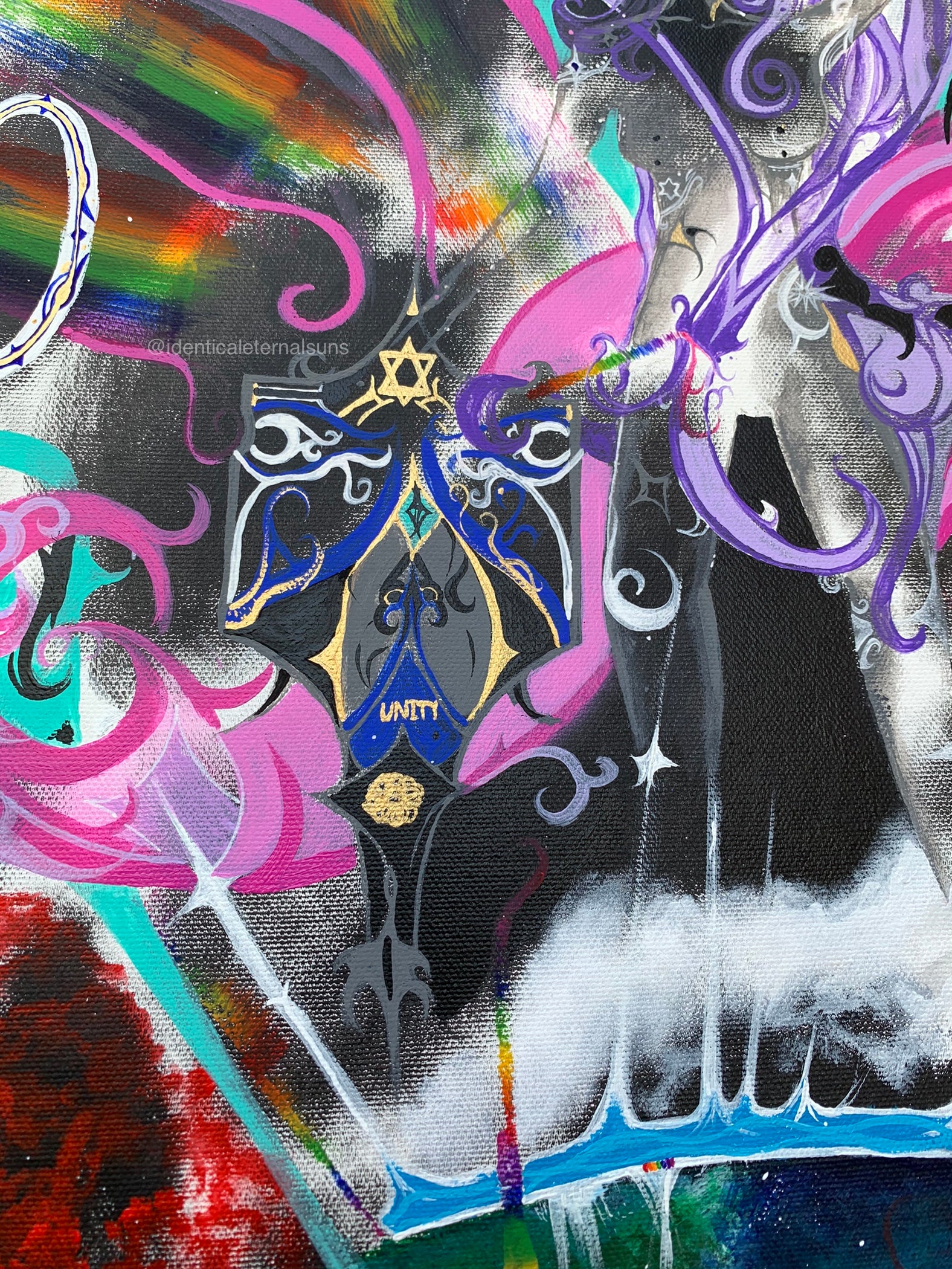 Invisible silver crystal femme from the Amethyst purple order Original Painting