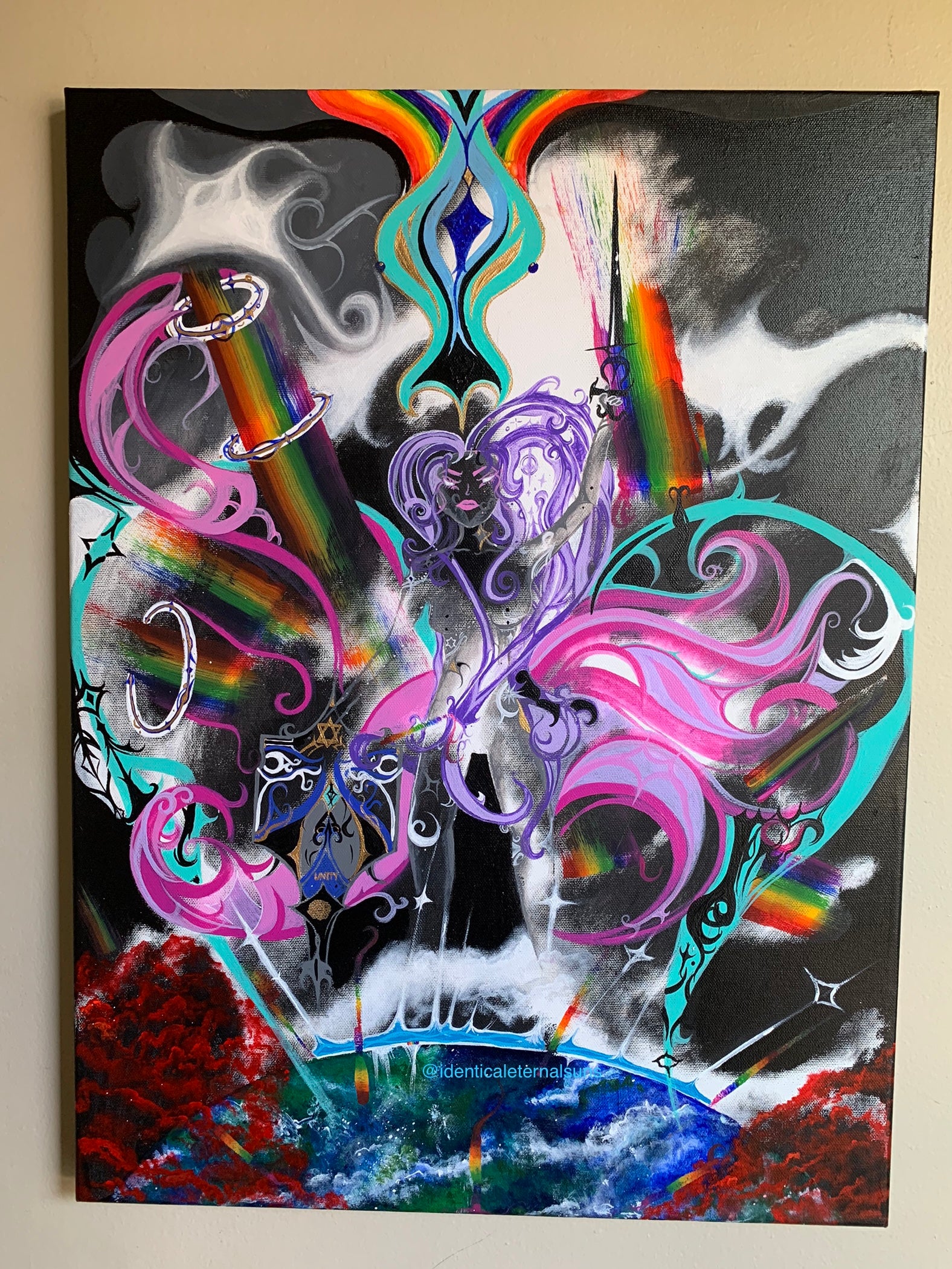 Invisible silver crystal femme from the Amethyst purple order Original Painting
