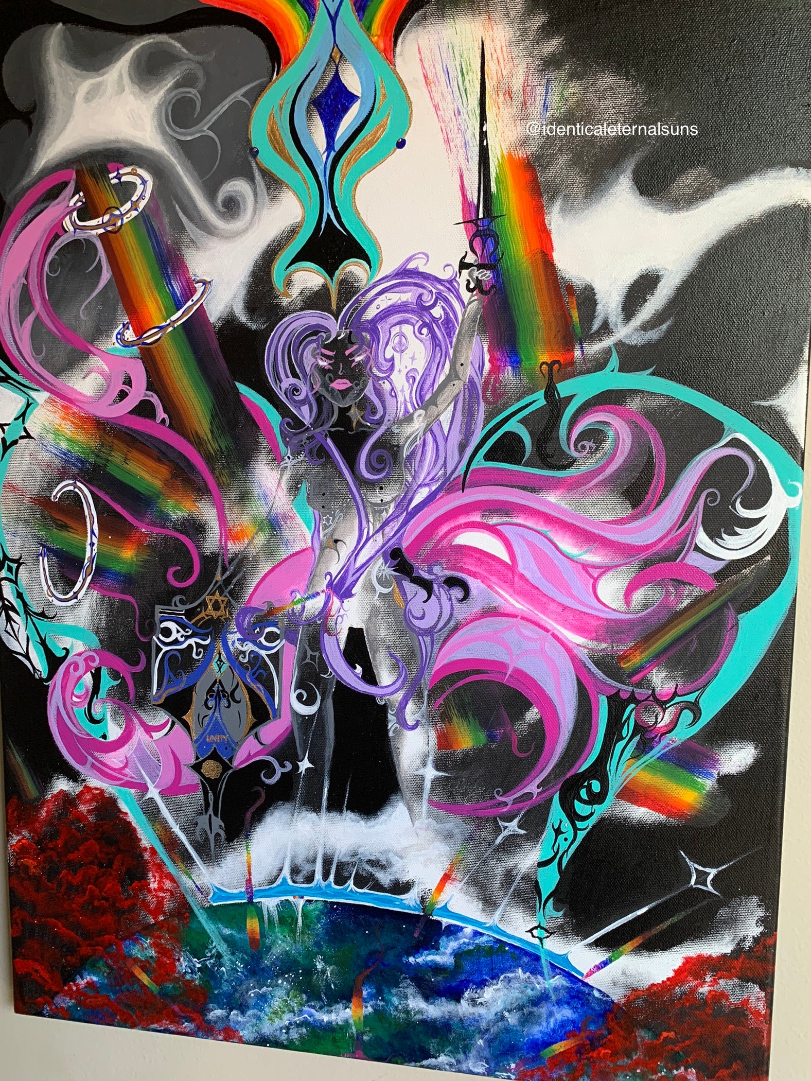 Invisible silver crystal femme from the Amethyst purple order Original Painting