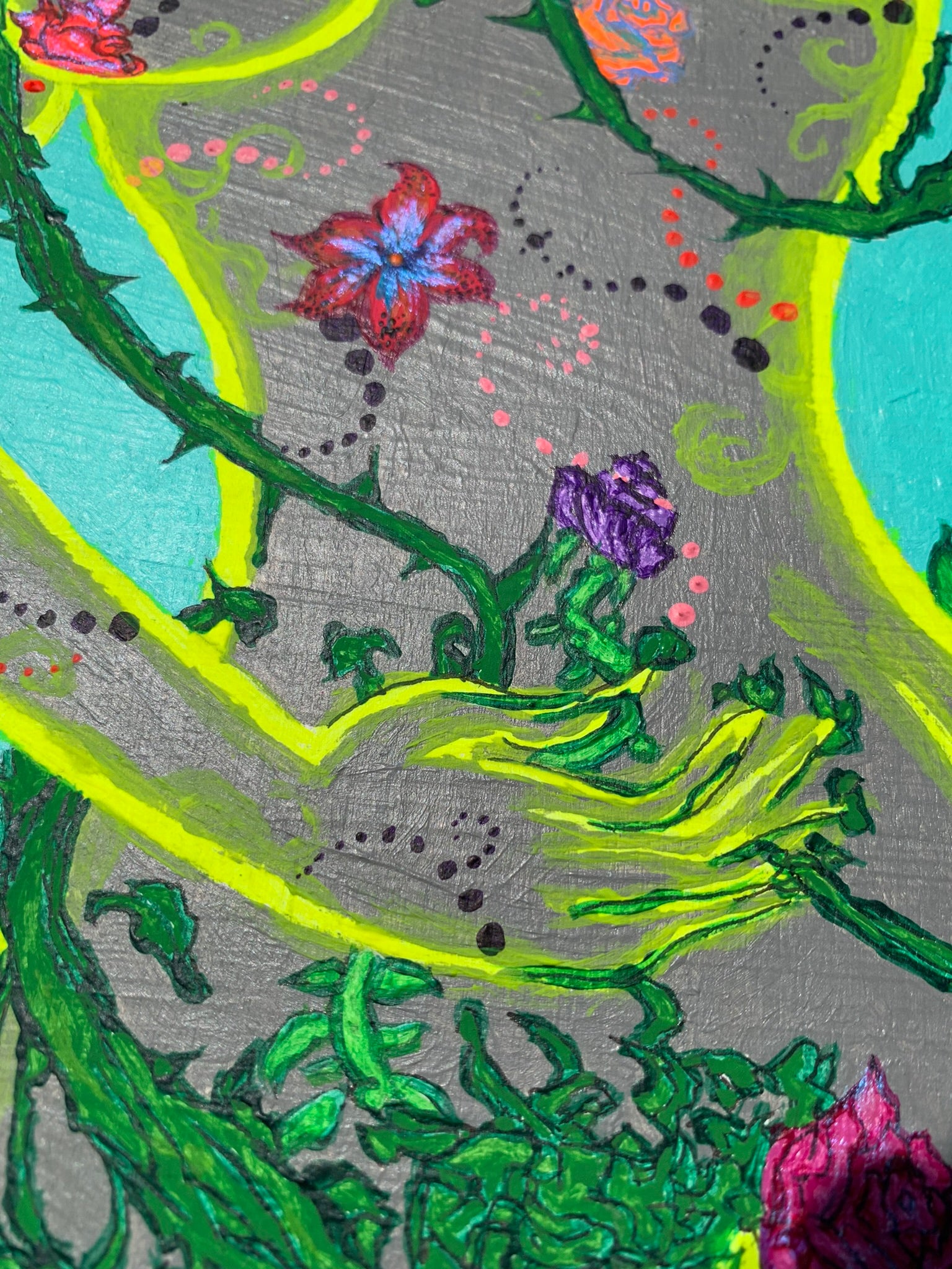 Sisterhood painting, Conjoined triplets painting, Three conjoined creatures, Three conjoined sisters painting, Three conjoined women painting, Three conjoined women art, Divine feminine painting, Female sexuality art, The three conjoined floral flower giant petalestia sisters Identicaleternalsuns, Art collector