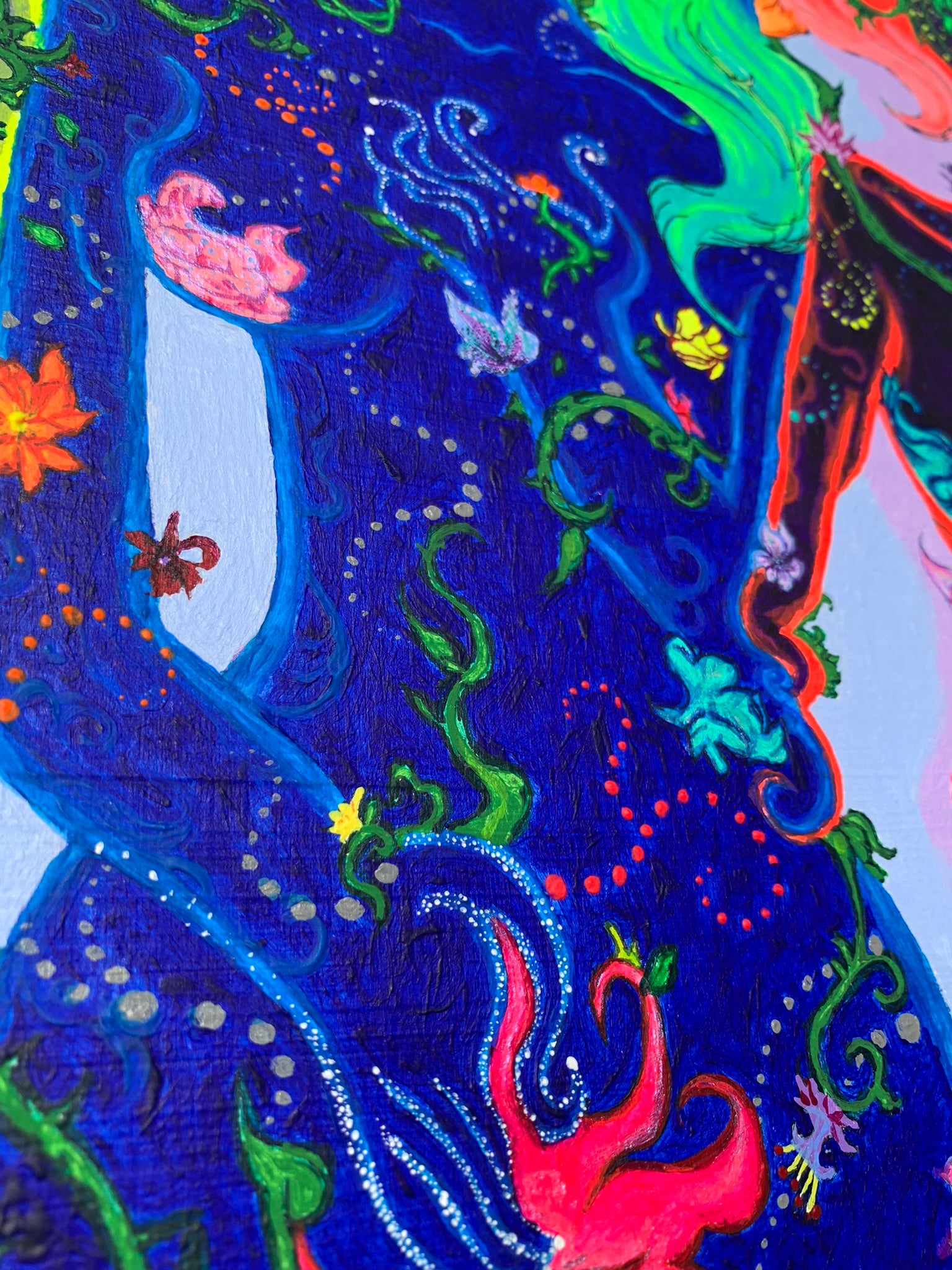 Flower creature art, Flower sister painting, Flower sister art, Flower girl Neon painting, Primary color art, Feminine creature painting, Colorful women nature painting, Conjoined sisters painting, Conjoined sisters art, Petalestia sisters, Floral giant petalestia sisters, Giant floral sisters, Giant flower sisters art, trippy Neon art, Sisterhood artwork, identicaleternalsuns