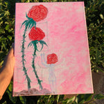 Loving Rose Parents with their Rose Child Original Painting