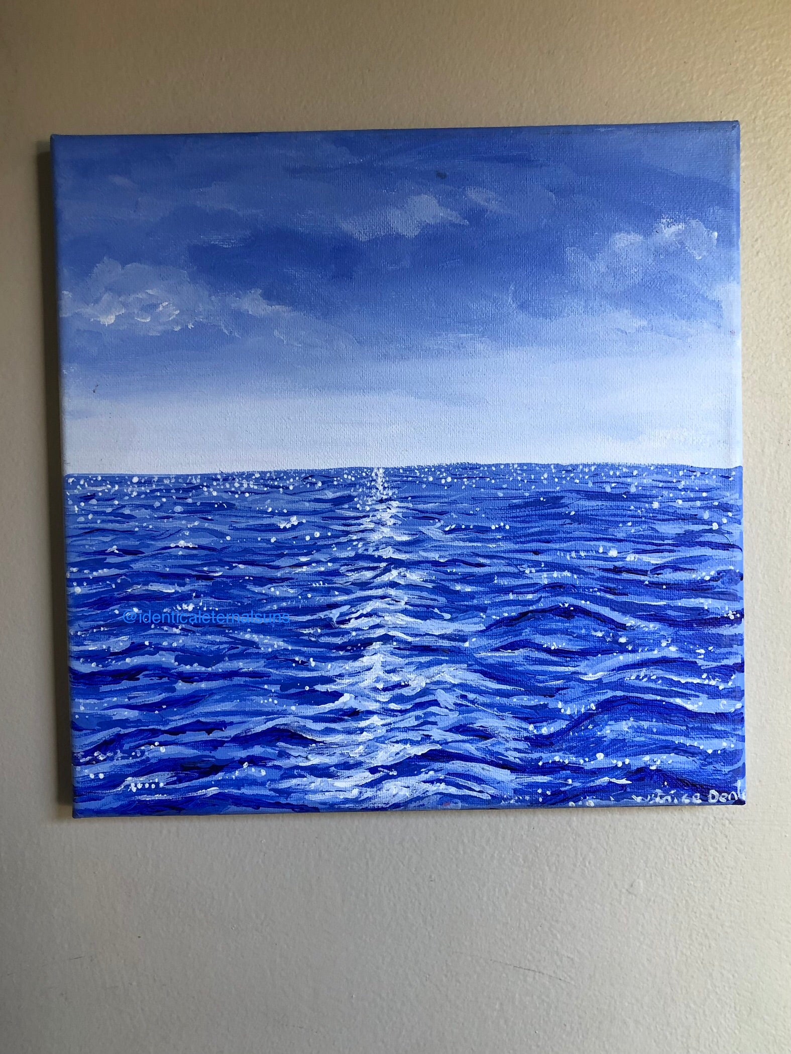 Simplicity Original Painting, Crystal clear ocean blue waters. A place of peace, deep tranquility, and serenity for the soul. Serene blue tranquil ocean seascape painting. Clear blue ocean water artwork. Clear fresh blue sea artwork painting for sale. Seascape artwork for sale. Sea landscape. Blue seashores. Water artwork. Aesthetic ocean art. Identicaleternalsuns