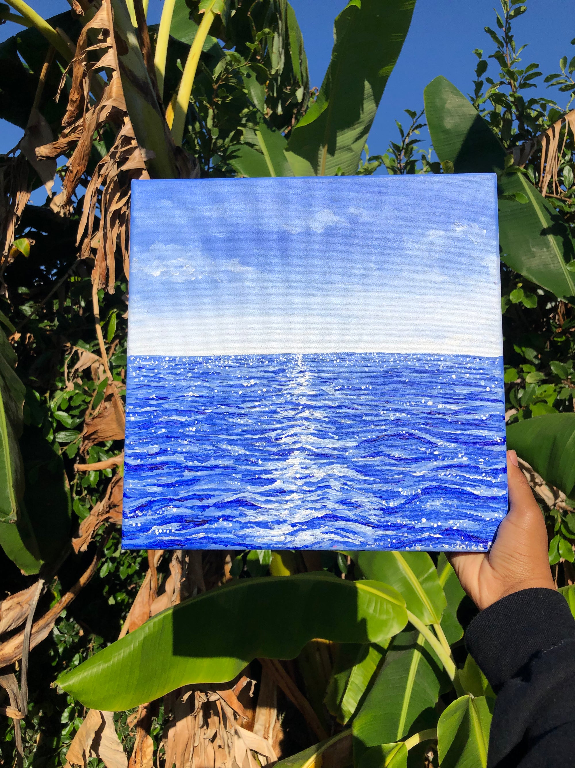 Simplicity Original Painting, Crystal clear ocean blue waters. A place of peace, deep tranquility, and serenity for the soul. Serene blue tranquil ocean seascape painting. Clear blue ocean water artwork. Clear fresh blue sea artwork painting for sale. Seascape artwork for sale. Sea landscape. Blue seashores. Water artwork. Aesthetic ocean art. Identicaleternalsuns