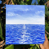 Simplicity Original Painting, Crystal clear ocean blue waters. A place of peace, deep tranquility, and serenity for the soul. Serene blue tranquil ocean seascape painting. Clear blue ocean water artwork. Clear fresh blue sea artwork painting for sale. Seascape artwork for sale. Sea landscape. Blue seashores. Water artwork. Aesthetic ocean art. Identicaleternalsuns