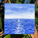Simplicity Original Painting, Crystal clear ocean blue waters. A place of peace, deep tranquility, and serenity for the soul. Serene blue tranquil ocean seascape painting. Clear blue ocean water artwork. Clear fresh blue sea artwork painting for sale. Seascape artwork for sale. Sea landscape. Blue seashores. Water artwork. Aesthetic ocean art. Identicaleternalsuns
