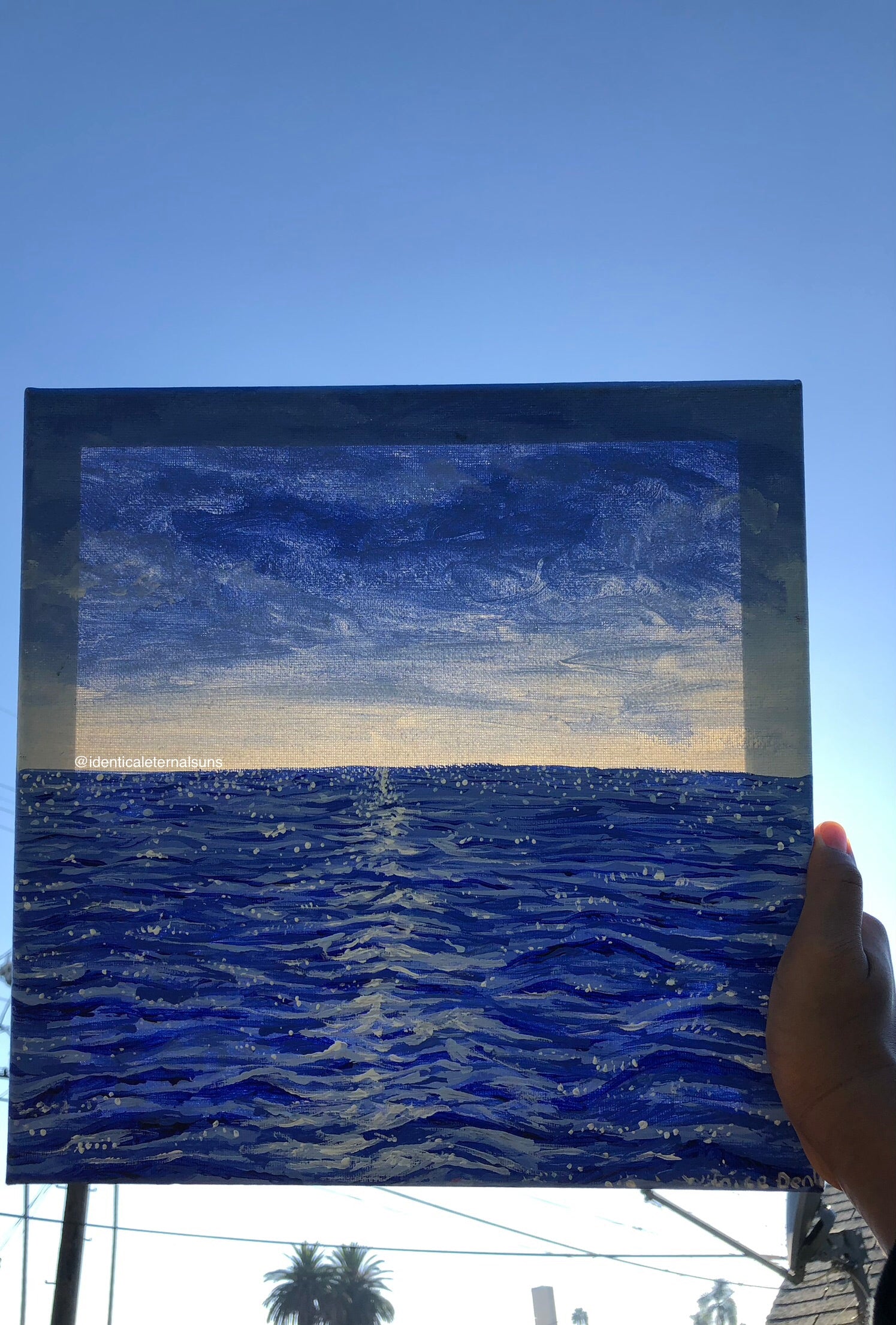Simplicity Original Painting, Crystal clear ocean blue waters. A place of peace, deep tranquility, and serenity for the soul. Serene blue tranquil ocean seascape painting. Clear blue ocean water artwork. Clear fresh blue sea artwork painting for sale. Seascape artwork for sale. Sea landscape. Blue seashores. Water artwork. Aesthetic ocean art. Identicaleternalsuns