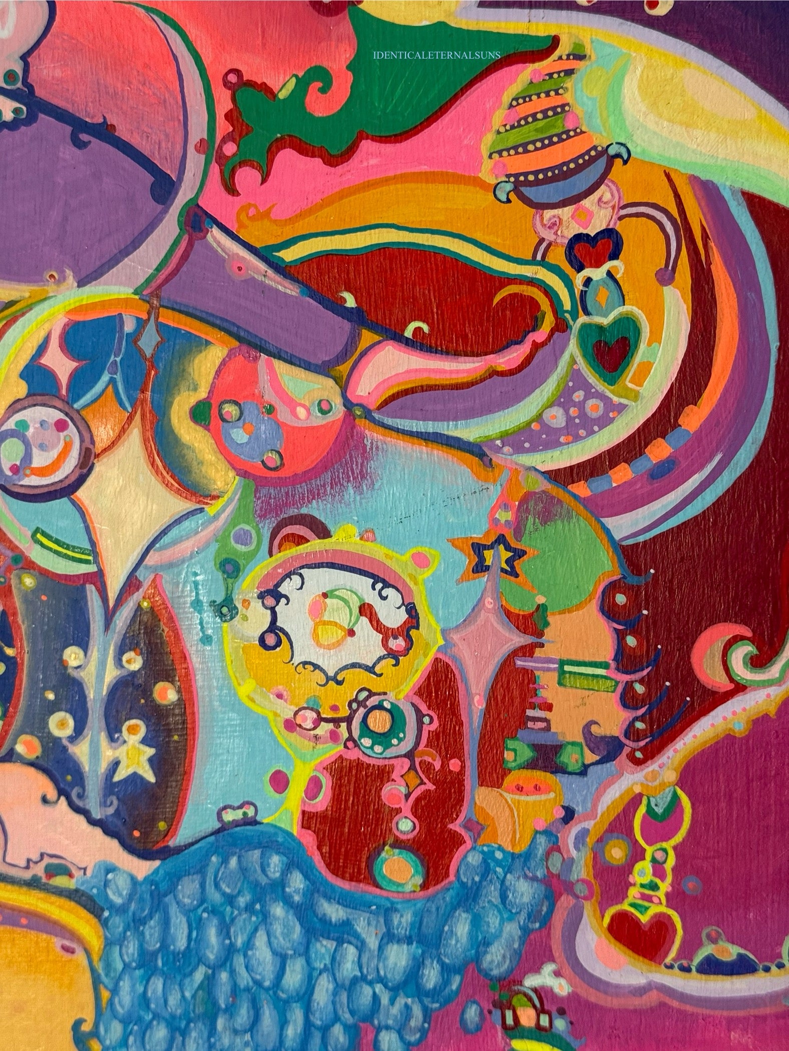 Emotional rollercoaster, surrealism, heart-opening, fantastical, otherworldly, whimsical, wonderland, inner security, sanctification, paradise, euphoria, love, devotion, reciprocity, emotional intelligence, melancholy, heroic, blessedness. fantastical art, surreal paintings, whimsical artwork, colorful surrealism, detailed fantasy art, vibrant surreal art, highly detailed paintings, maximalist art, colorful fine art, imaginative paintings, dreamlike art, narrative art, expressive art, detailed contemporary 