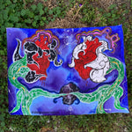 Earth residing twin soul lovers Original Fabric Painting