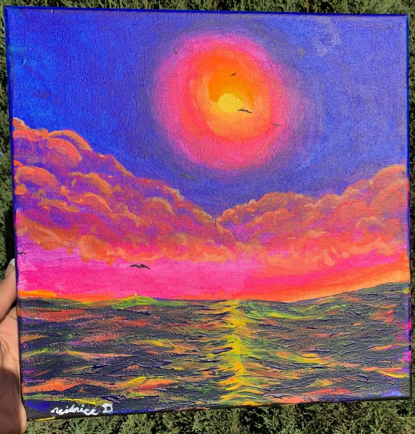 colorful landscape, colorful seascape, colorful landscape painting, colorful seascape, magenta, golden and aquamarine blue painting, calm serene warm colorful ocean painting, colorful ocean painting for sale, colorful ocean art, colorful seascape painting for sale, colorful seascape art, threefold flame ocean art, threefold flame, triflame, colorful oceans room decor, Identicaleternalsuns, rainbowocean, healing waters, tranquility art, meditation art.