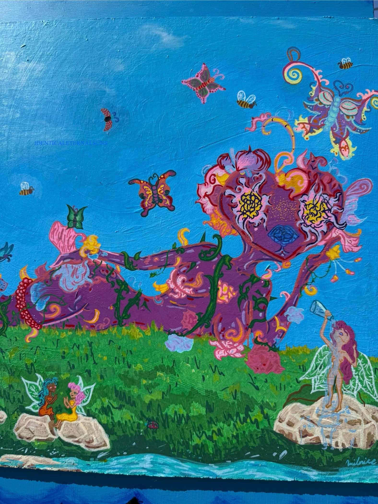 Hyacinth Muse Original Painting, Hyacinths, hyacinth flowers, divine feminine art, sublime, nature art, feminine principle, gentleness, mercifulness, peaceful, grace, poise, delicate beauty, detailed art, surrealism, fairie, fairy, liberation, muse, heavenly art, heavens, colorful artwork, fantastical art, surreal paintings, whimsical artwork, colorful surrealism, detailed fantasy art, vibrant surreal art, highly detailed paintings, maximalist art, colorful fine art, imaginative paintings, dreamlike art, na