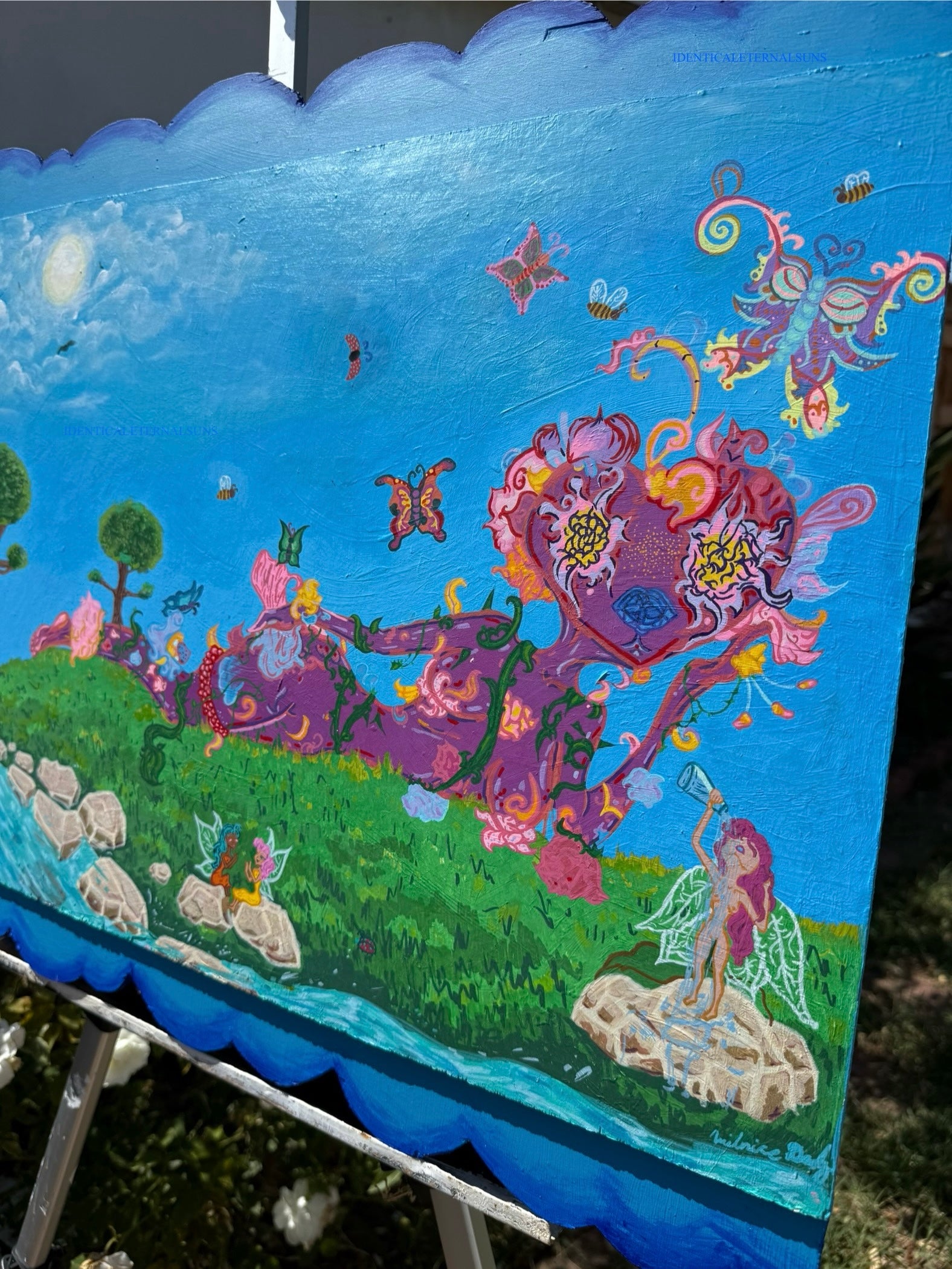 Hyacinth Muse Original Painting, Hyacinths, hyacinth flowers, divine feminine art, sublime, nature art, feminine principle, gentleness, mercifulness, peaceful, grace, poise, delicate beauty, detailed art, surrealism, fairie, fairy, liberation, muse, heavenly art, heavens, colorful artwork, fantastical art, surreal paintings, whimsical artwork, colorful surrealism, detailed fantasy art, vibrant surreal art, highly detailed paintings, maximalist art, colorful fine art, imaginative paintings, dreamlike art, na
