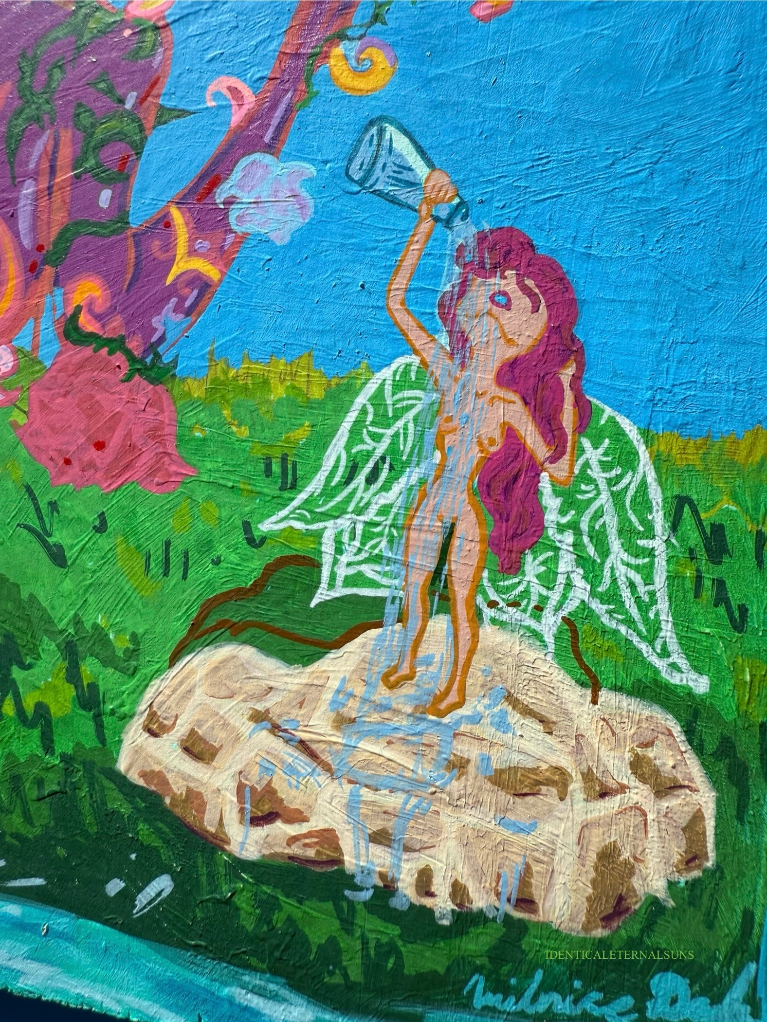 Hyacinth Muse Original Painting, Hyacinths, hyacinth flowers, divine feminine art, sublime, nature art, feminine principle, gentleness, mercifulness, peaceful, grace, poise, delicate beauty, detailed art, surrealism, fairie, fairy, liberation, muse, heavenly art, heavens, colorful artwork, fantastical art, surreal paintings, whimsical artwork, colorful surrealism, detailed fantasy art, vibrant surreal art, highly detailed paintings, maximalist art, colorful fine art, imaginative paintings, dreamlike art, na