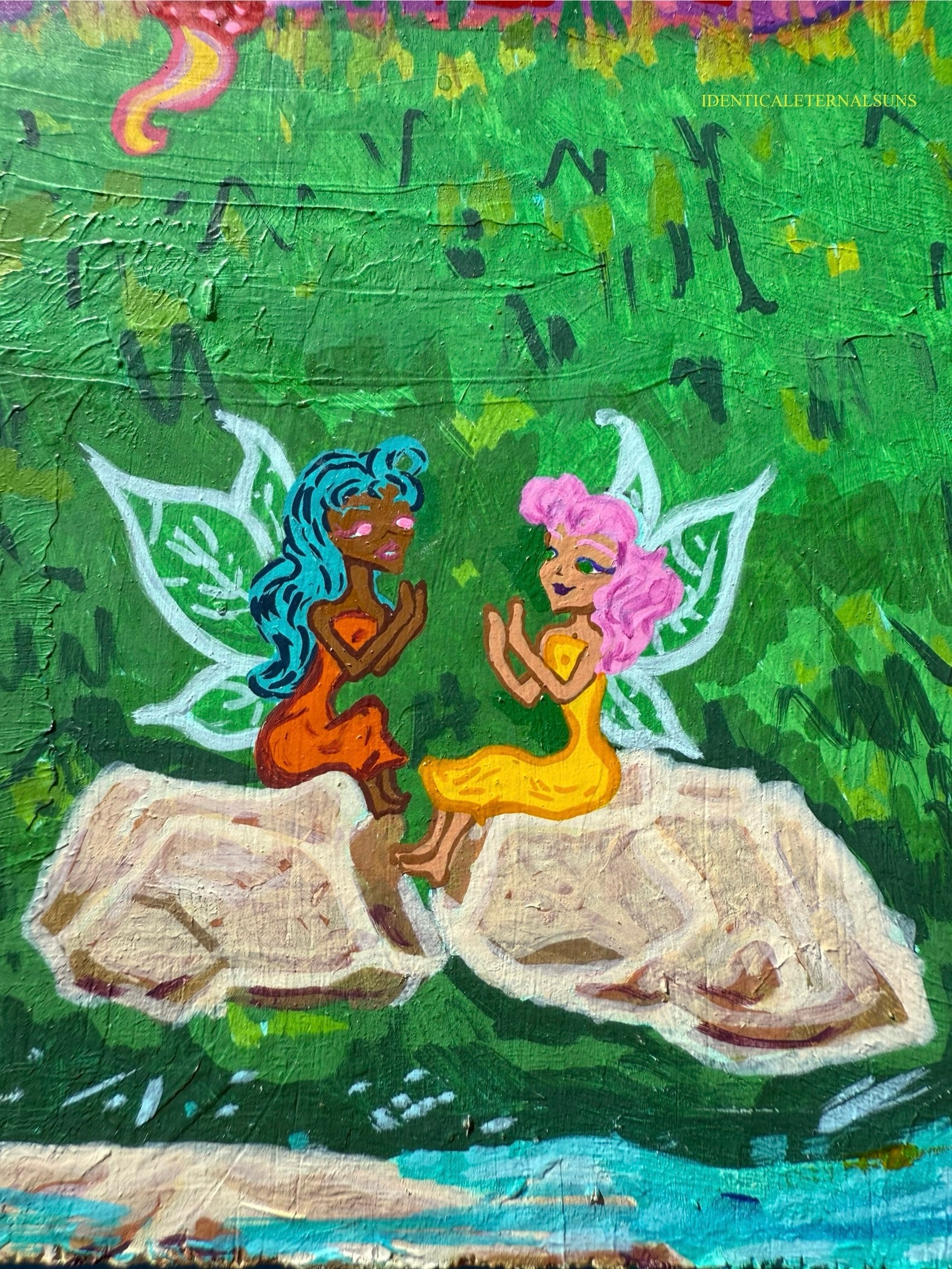 Hyacinth Muse Original Painting, Hyacinths, hyacinth flowers, divine feminine art, sublime, nature art, feminine principle, gentleness, mercifulness, peaceful, grace, poise, delicate beauty, detailed art, surrealism, fairie, fairy, liberation, muse, heavenly art, heavens, colorful artwork, fantastical art, surreal paintings, whimsical artwork, colorful surrealism, detailed fantasy art, vibrant surreal art, highly detailed paintings, maximalist art, colorful fine art, imaginative paintings, dreamlike art, na