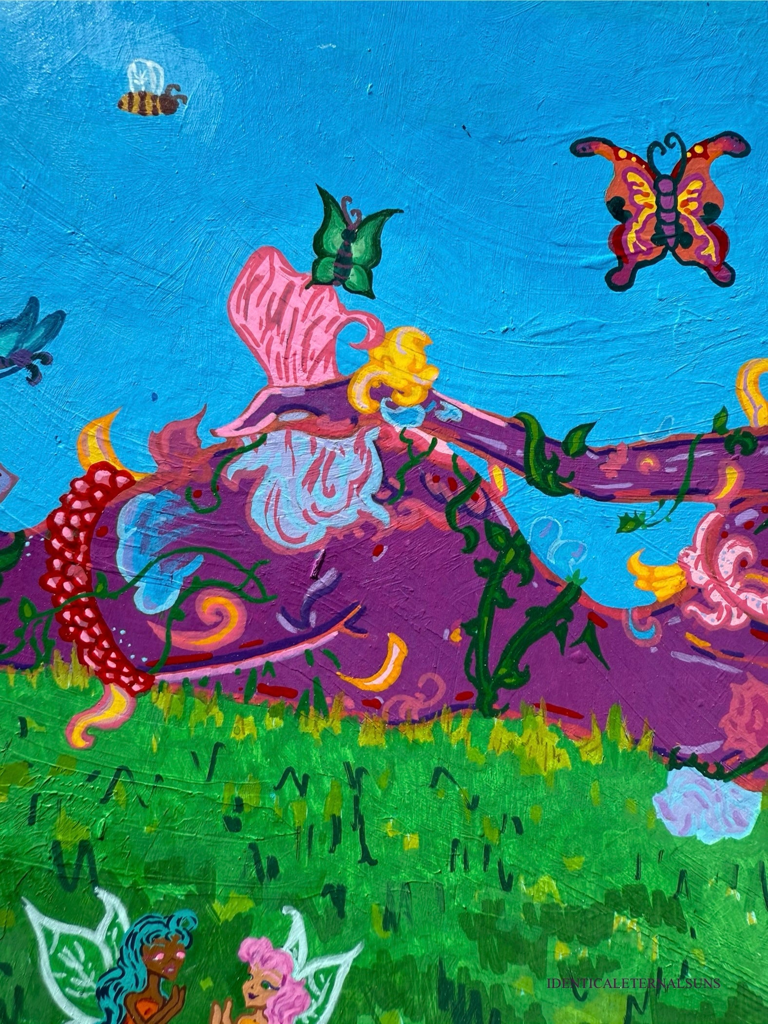 Hyacinth Muse Original Painting, Hyacinths, hyacinth flowers, divine feminine art, sublime, nature art, feminine principle, gentleness, mercifulness, peaceful, grace, poise, delicate beauty, detailed art, surrealism, fairie, fairy, liberation, muse, heavenly art, heavens, colorful artwork, fantastical art, surreal paintings, whimsical artwork, colorful surrealism, detailed fantasy art, vibrant surreal art, highly detailed paintings, maximalist art, colorful fine art, imaginative paintings, dreamlike art, na