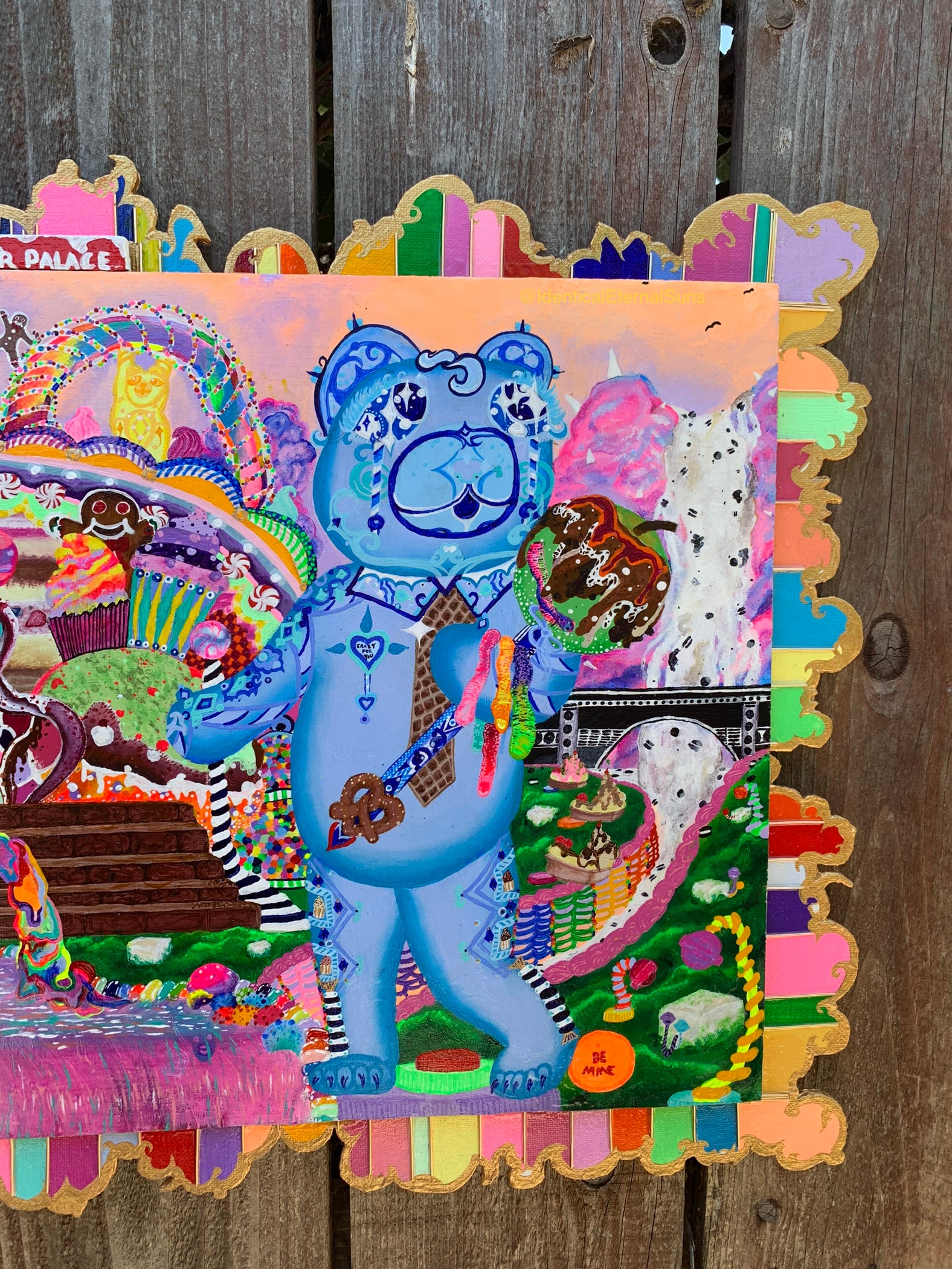 Sugar Bear Palace, Sugar Bear Palace Original Painting, Identicaleternalsuns, art collection, DenleyTwins, whimsical, interactiveart, majestic, ecstatic, colorful, wonderland, surrealism, childlike, visionaryart, art ,painting, expression, sugarbears, uniquefinds, sweetheart, homesweethome, candyshop, bearart, nostalgia, sugar, candy, candyland, palace, sweettooth, dessert, kindness, otherworldly, cute, empathy, sugarbearartwork, bakeryart, candystoreartwork, candyshopart,