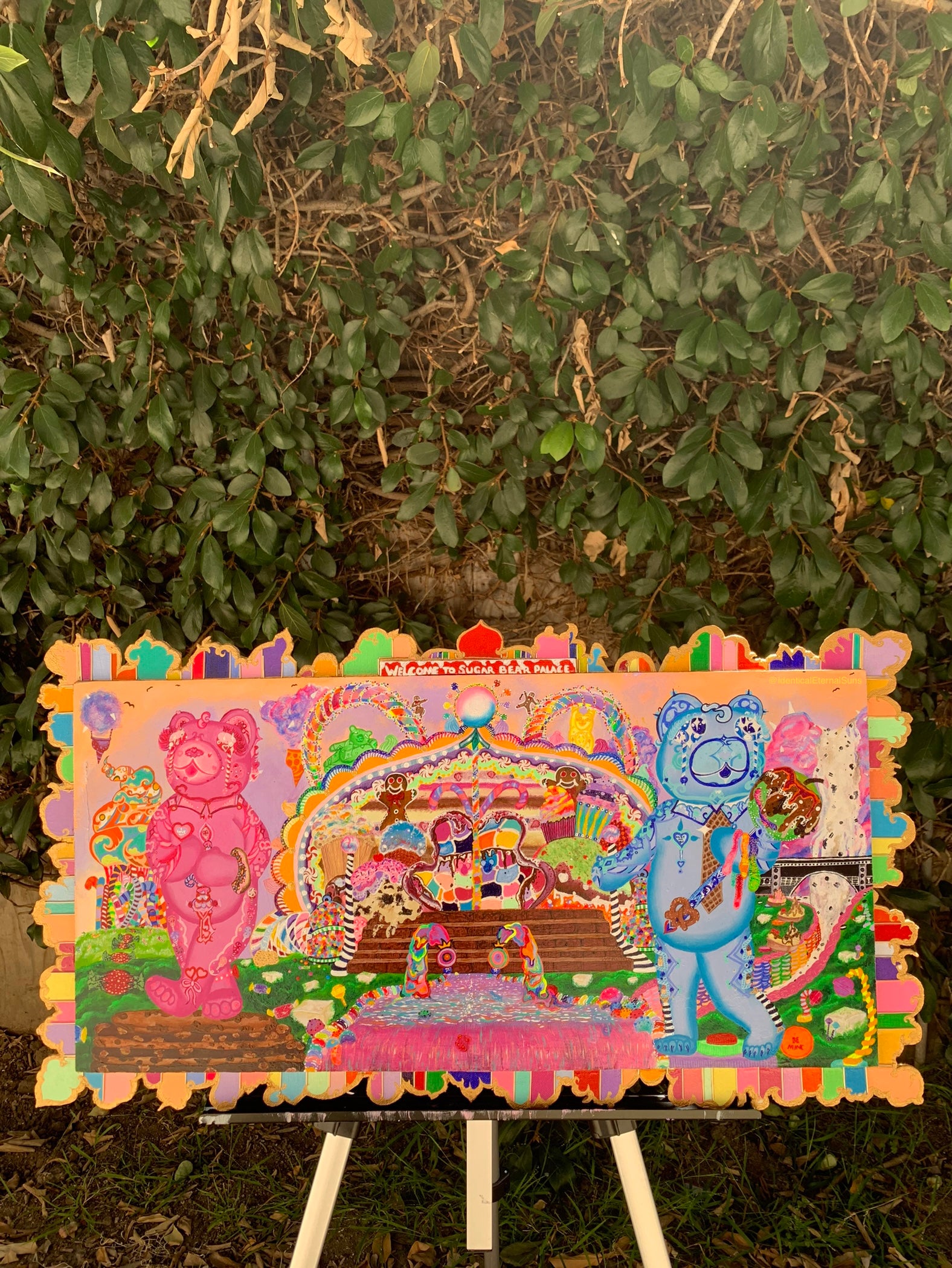 Sugar Bear Palace, Sugar Bear Palace Original Painting, Identicaleternalsuns, art collection, DenleyTwins, whimsical, interactiveart, majestic, ecstatic, colorful, wonderland, surrealism, childlike, visionaryart, art ,painting, expression, sugarbears, uniquefinds, sweetheart, homesweethome, candyshop, bearart, nostalgia, sugar, candy, candyland, palace, sweettooth, dessert, kindness, otherworldly, cute, empathy, sugarbearartwork, bakeryart, candystoreartwork, candyshopart,