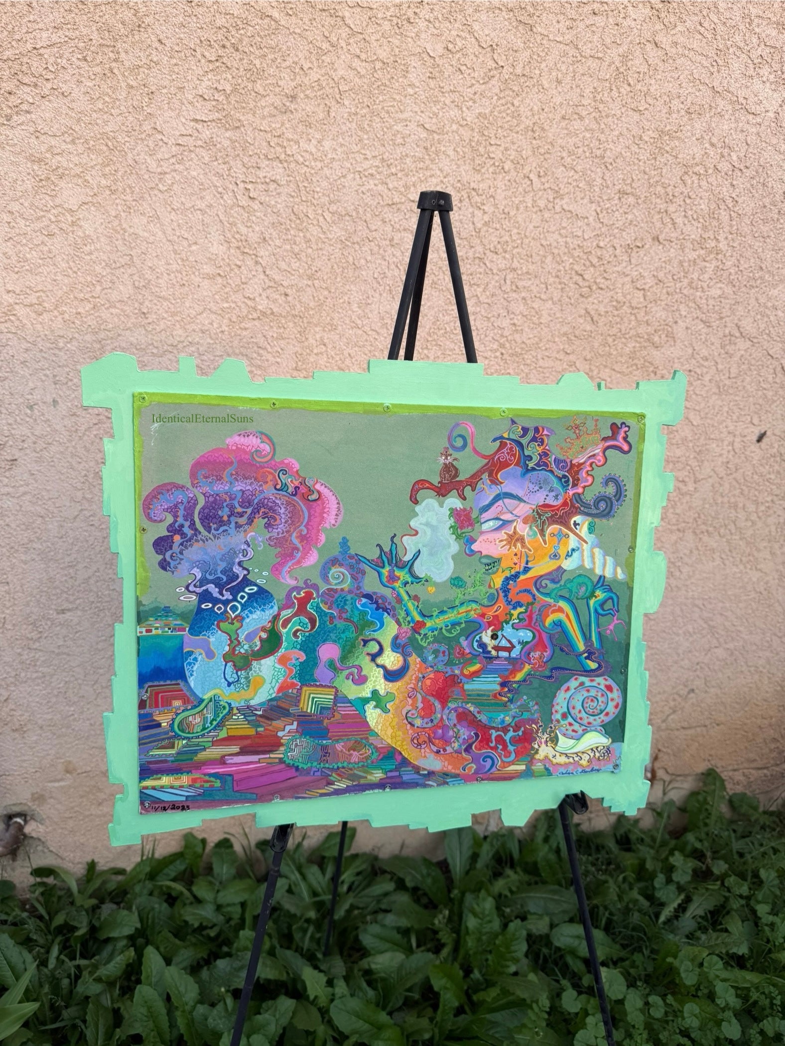 Seafoam, Siren Art, ethereal, surrealism, surreal art, detailed artwork, colorpop art, neon trippy, trippy landscapes, alien art, toxic wasteland inspired, Siren energy, subconscious mind, unconscious mind, bismuth, bismuth crystal inspo, crystal painting, whimsical, whimsy goth, IdenticalEternalSuns, Denley Twins, fantastical art, surreal paintings, whimsical artwork, colorful surrealism, detailed fantasy art, vibrant surreal art, highly detailed paintings, maximalist art, colorful fine art imaginative art